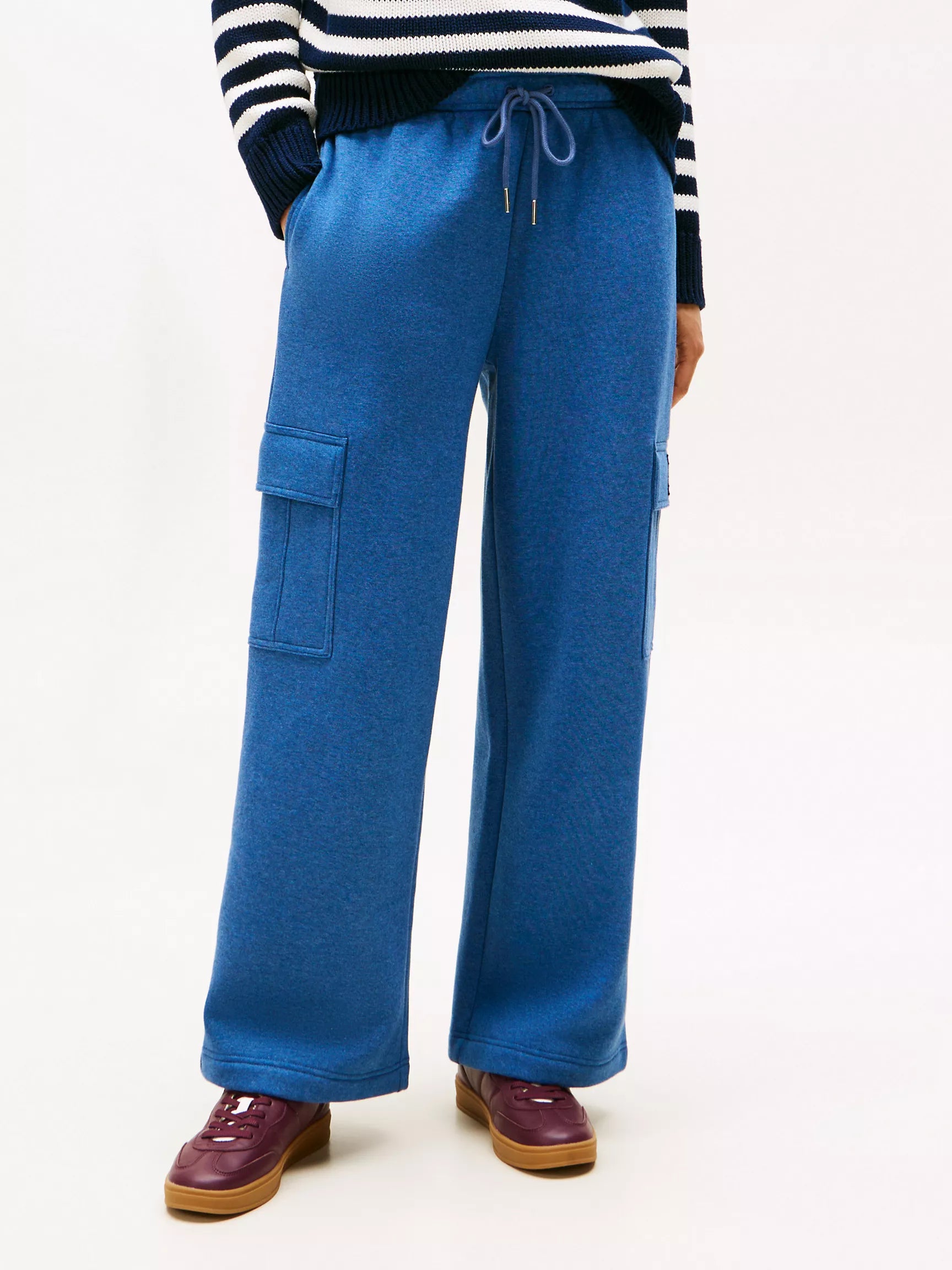 Womens' Tommy Flag Wide-Leg Cargo Sweatpant/Blue