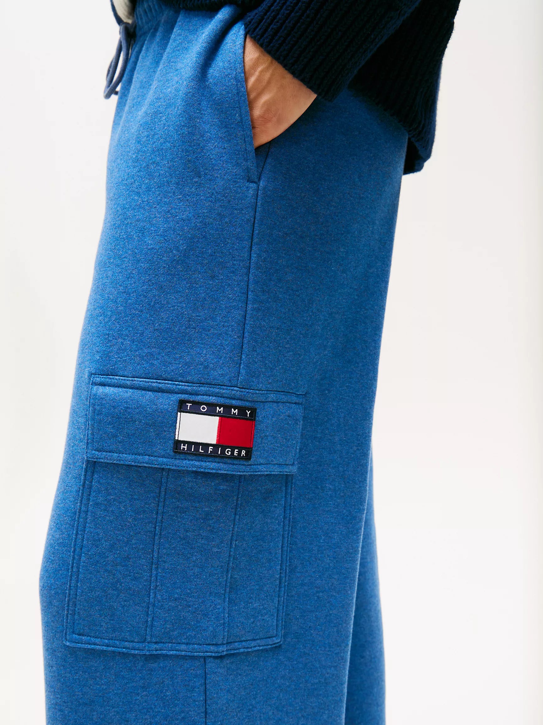 Womens' Tommy Flag Wide-Leg Cargo Sweatpant/Blue