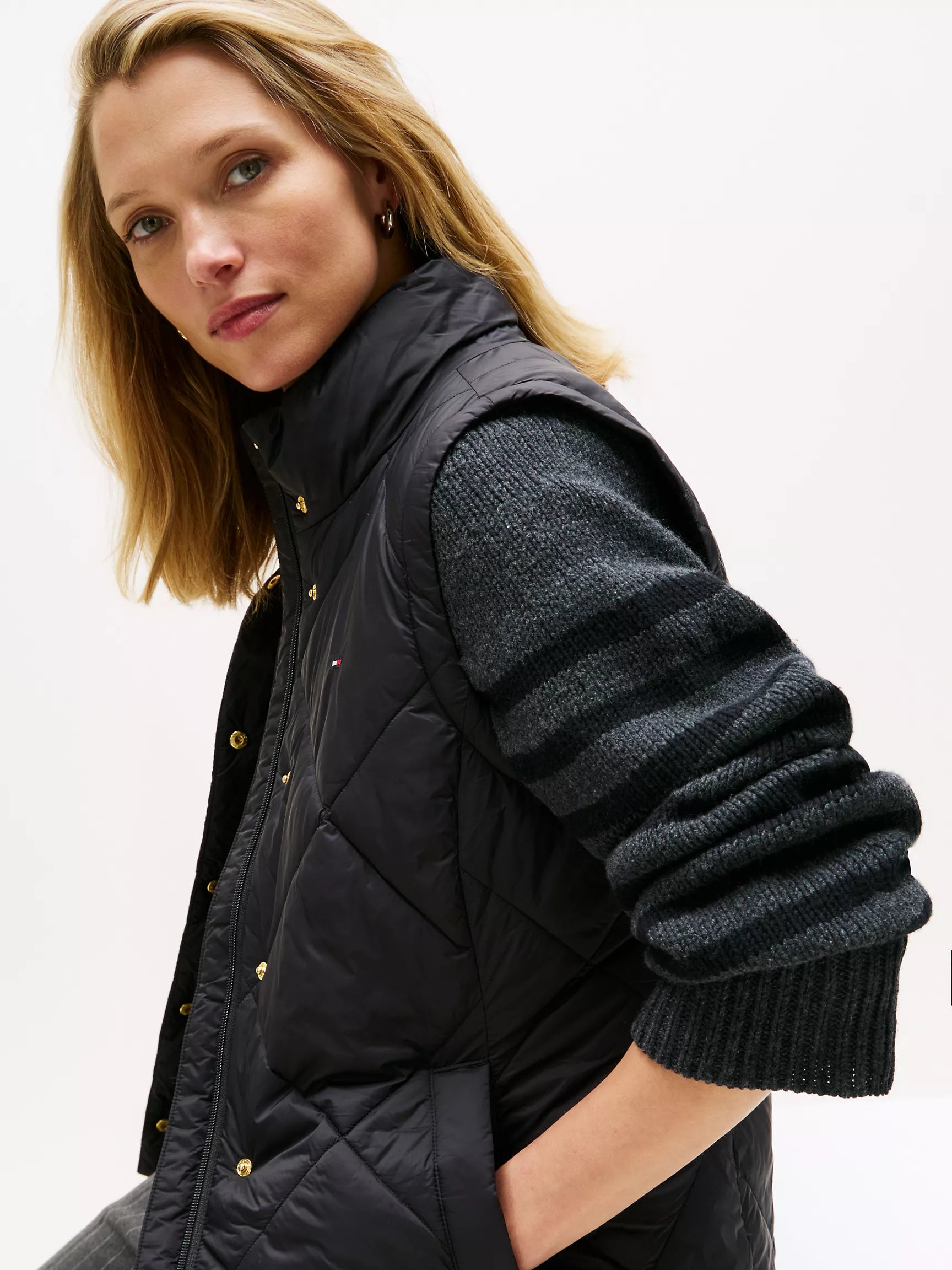 TOMMY WOMENS' Padded Quilted Vest BLACK