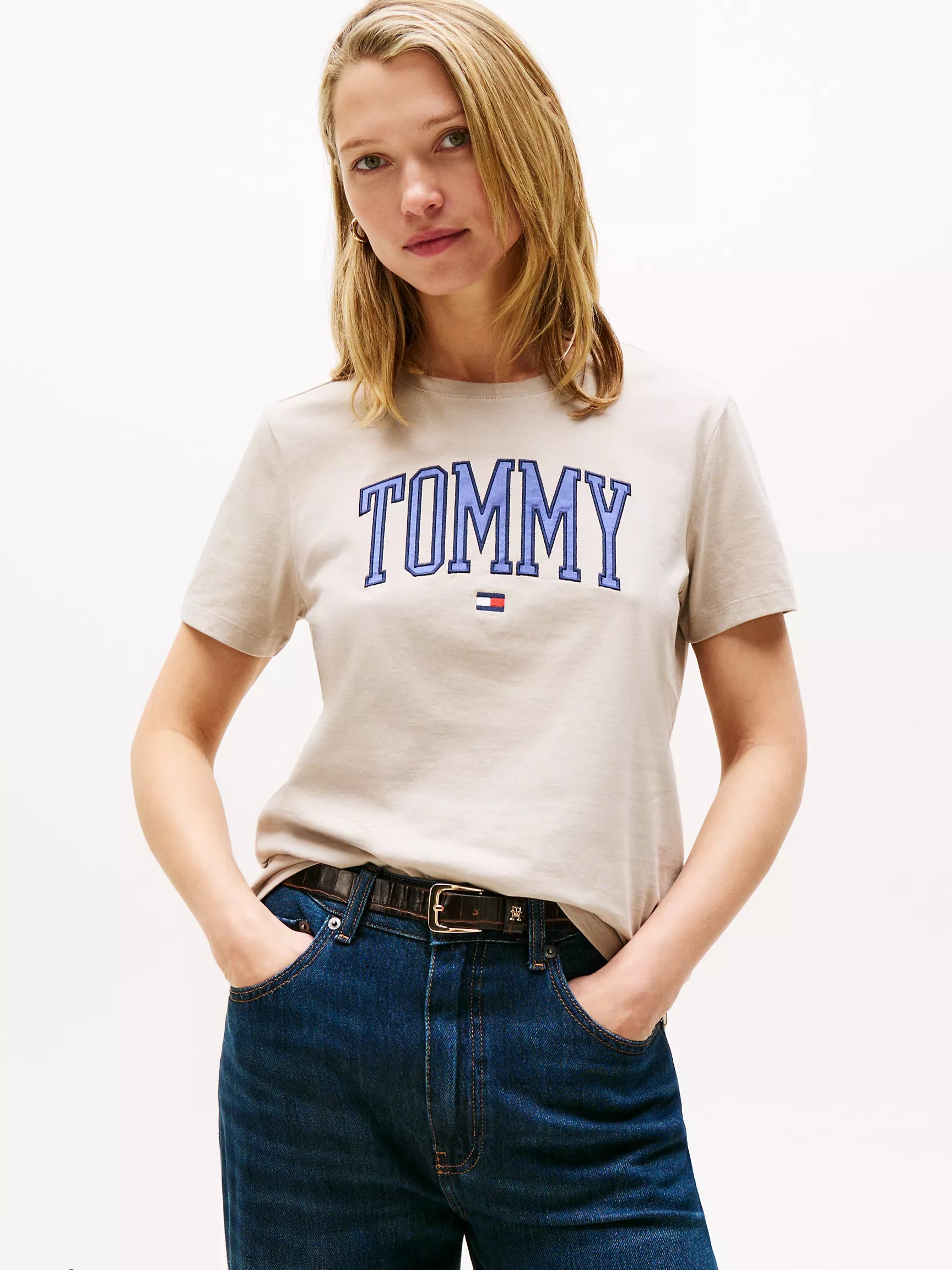 Womens' Tommy Logo T-Shirt/ Stone
