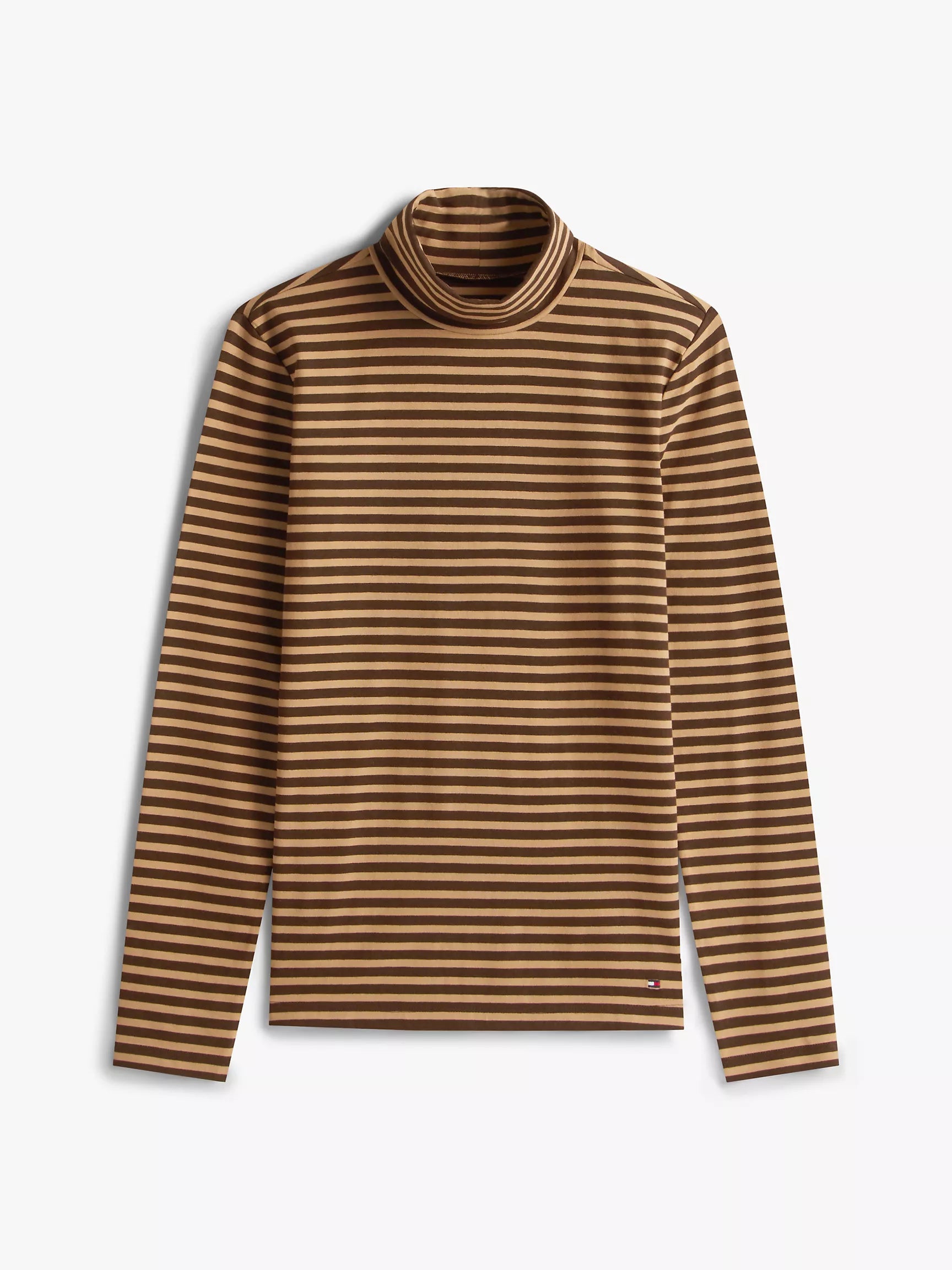 Womens' Tommy Long-Sleeve Stripe Turtleneck T-Shirt/ Dark Coffee