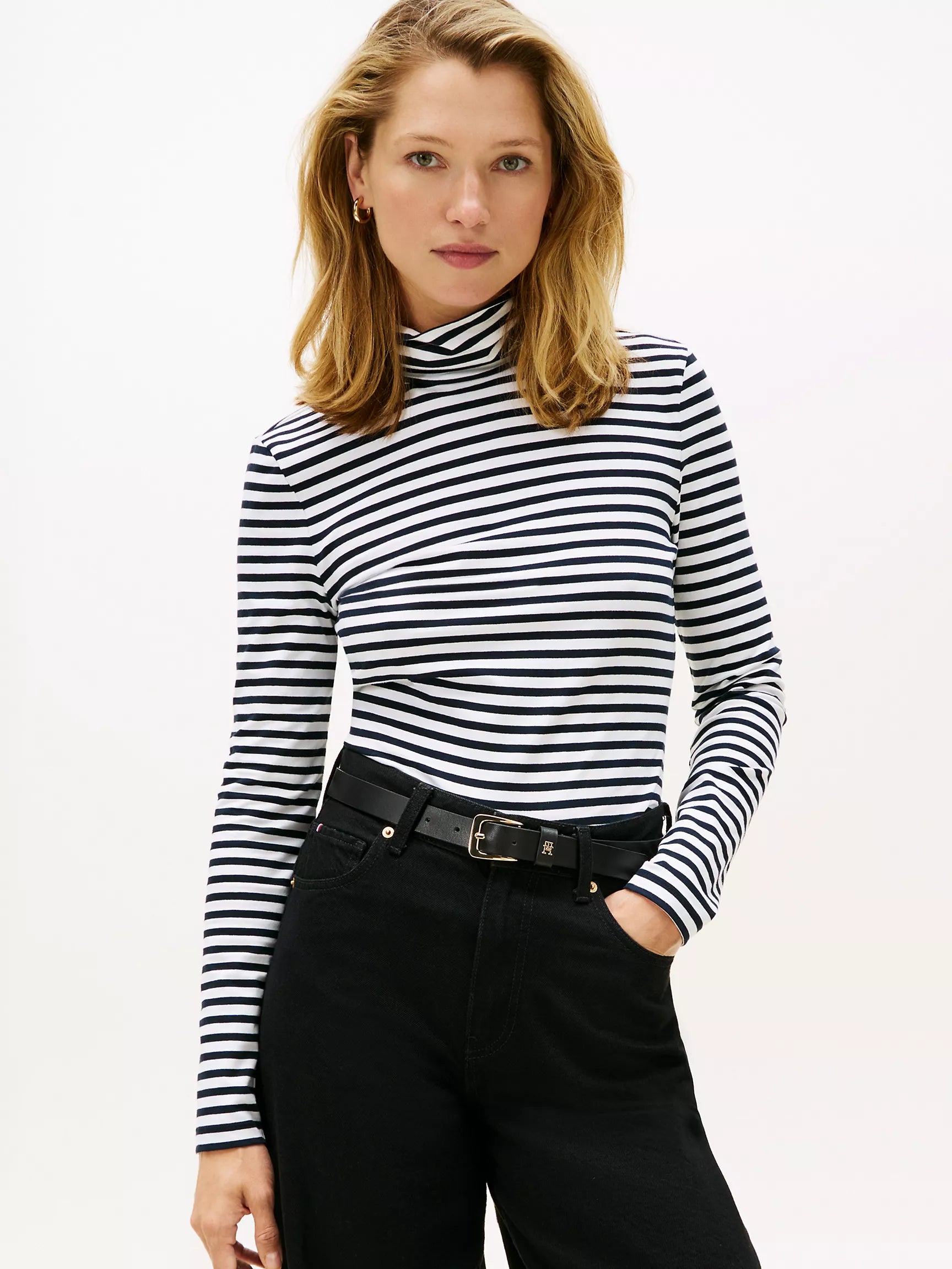 Womens' Tommy Long-Sleeve Stripe Turtleneck T-Shirt
