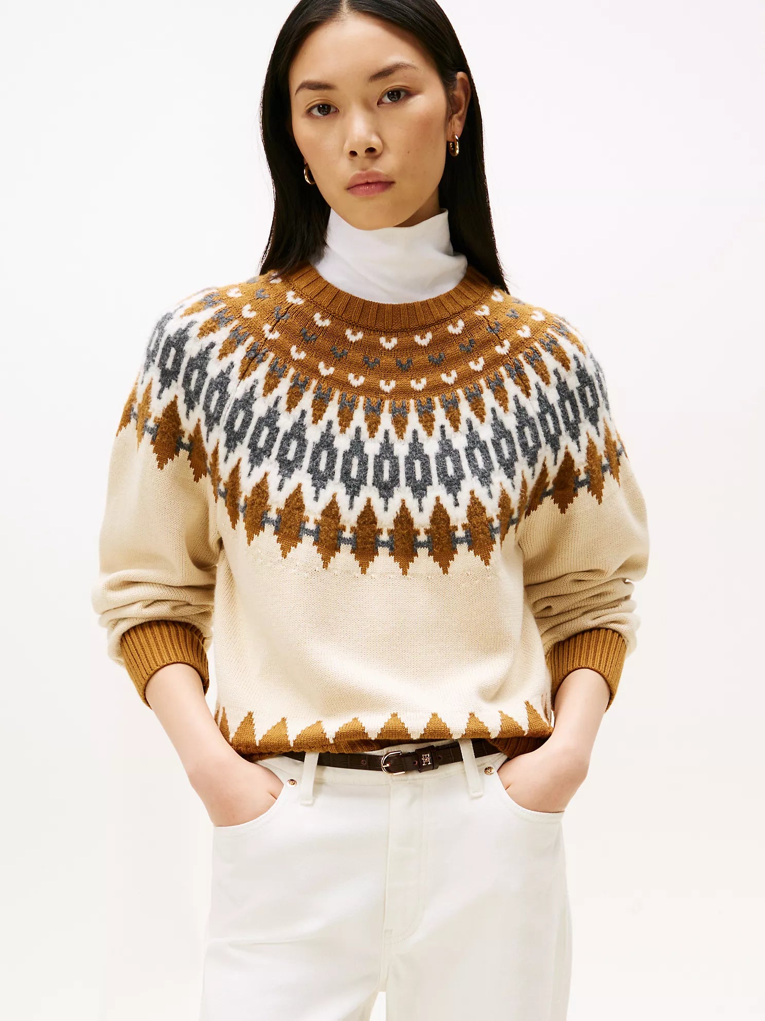 Tommy WOMENS' Fair Isle Sweater Country Ivory Heather
