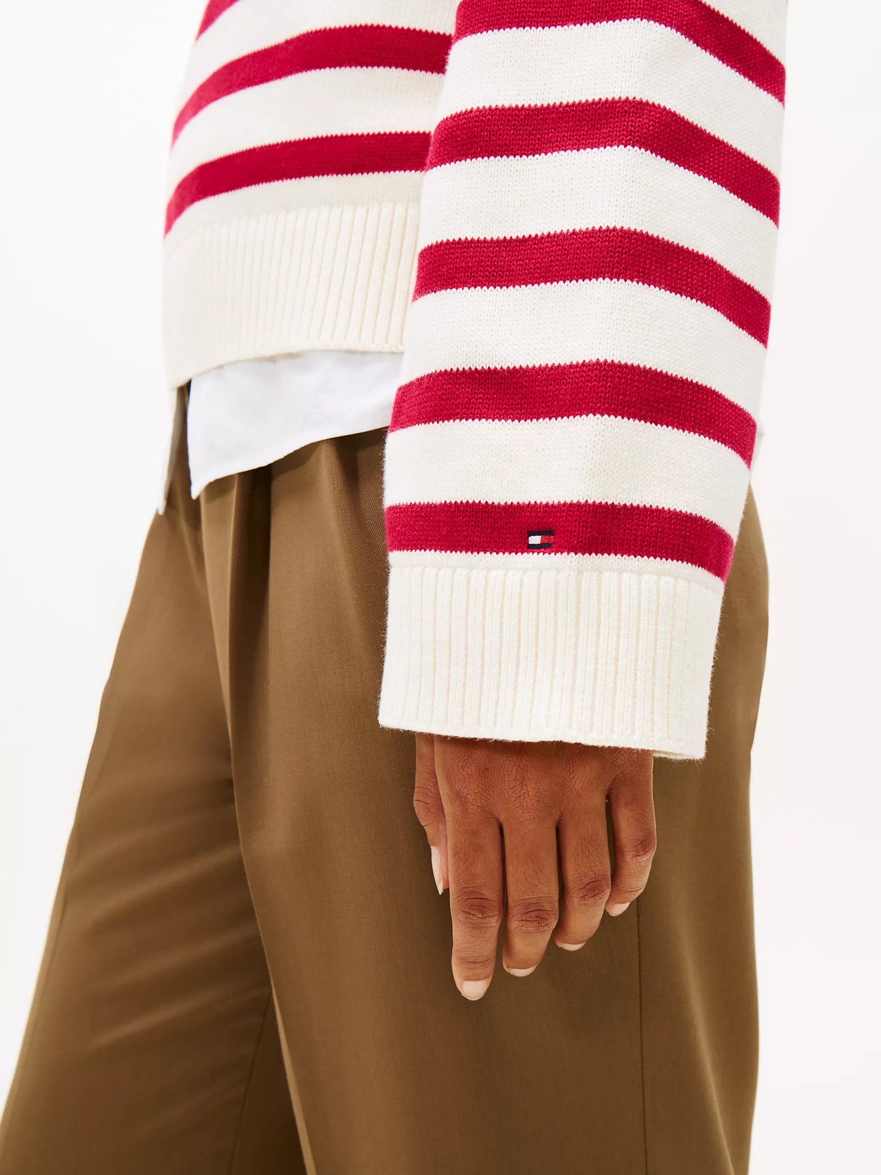 Womens' TOMMY Relaxed Stripe Rollneck Sweater Rich Cream