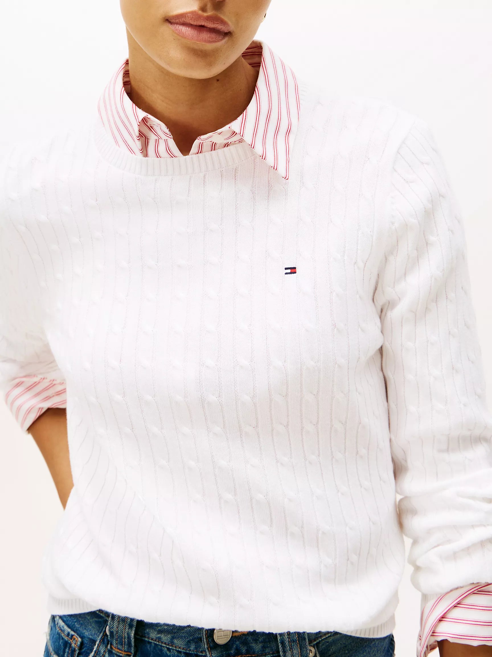 Tommy Womens' Cable Knit Sweater / Ecru