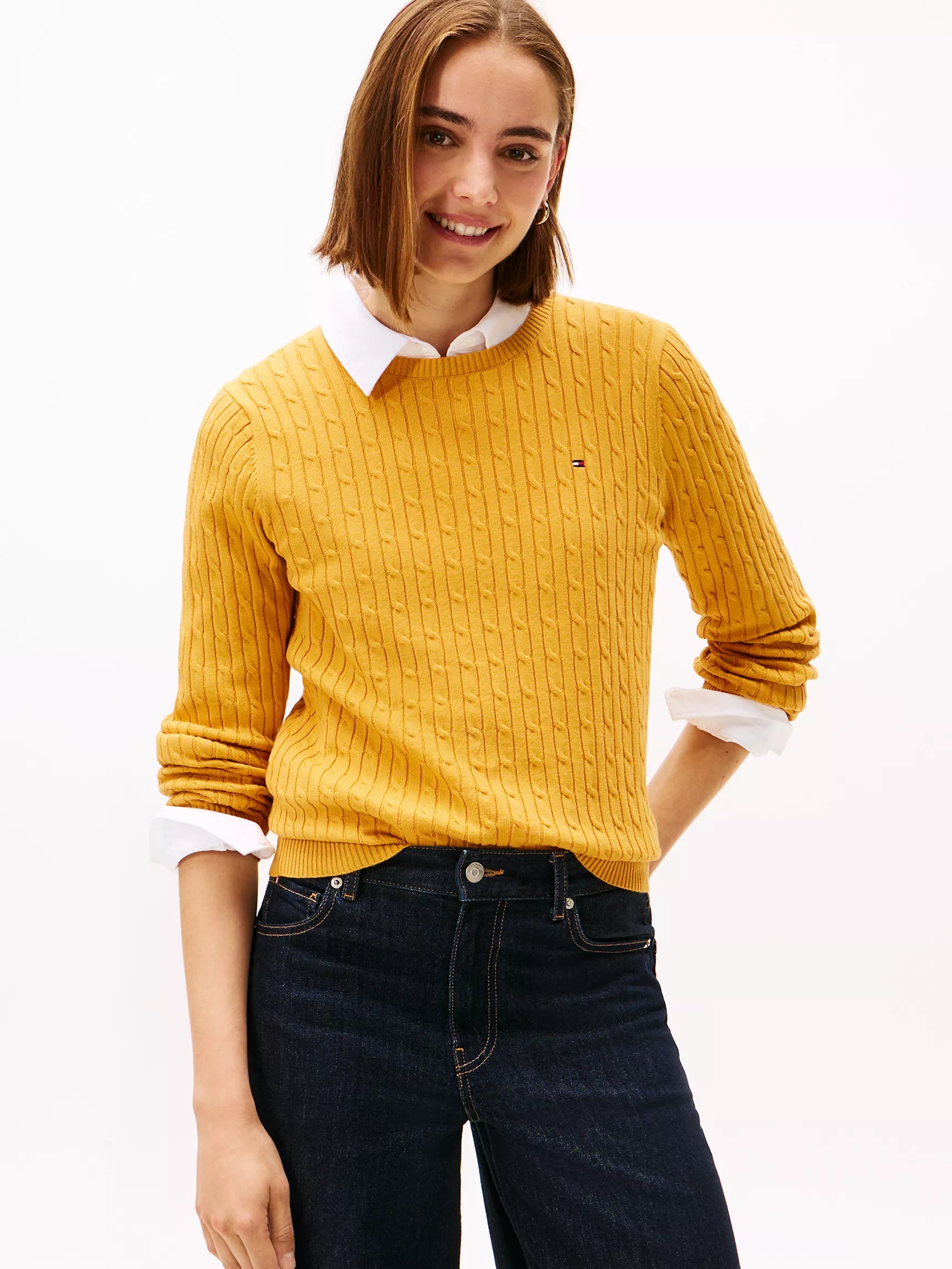 Tommy Womens' Cable Knit Sweater / City Yellow