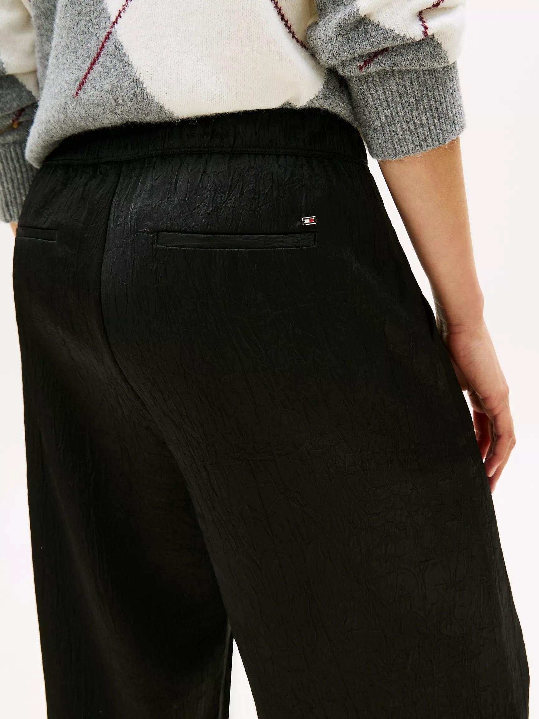 Womens' Tommy Textured Stretch Satin Pull-On Pant black