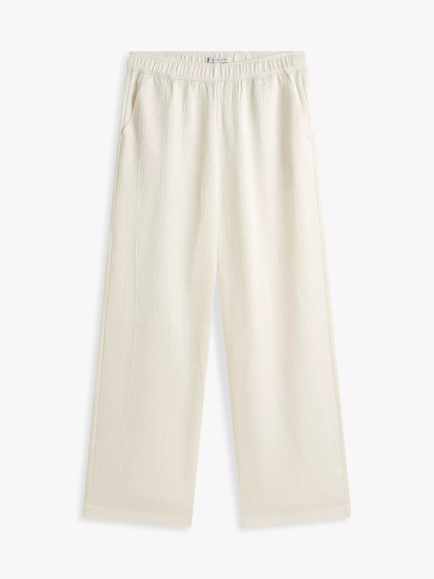 Womens' Tommy Textured Stretch Satin Pull-On Pant Ivory