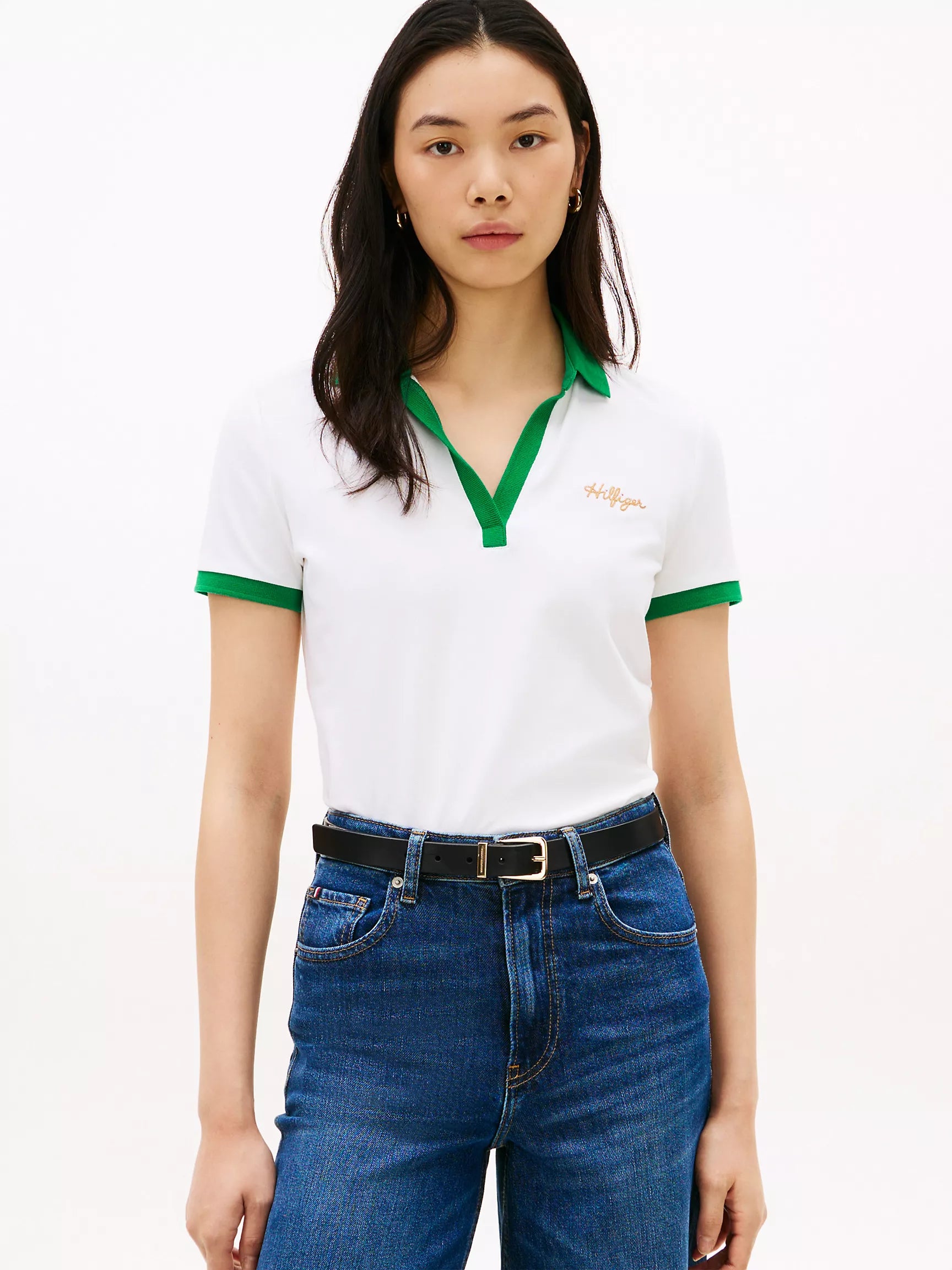Regular Fit Embroidered Script Logo Polo-Optic White