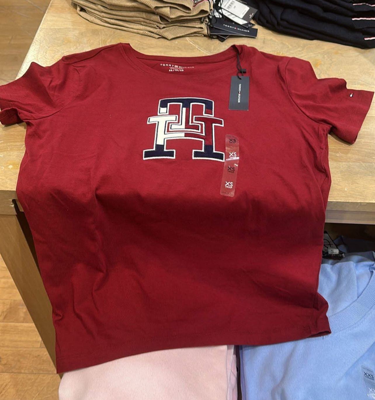 Womens' Tommy Embroidered Tricolor Logo T-Shirt