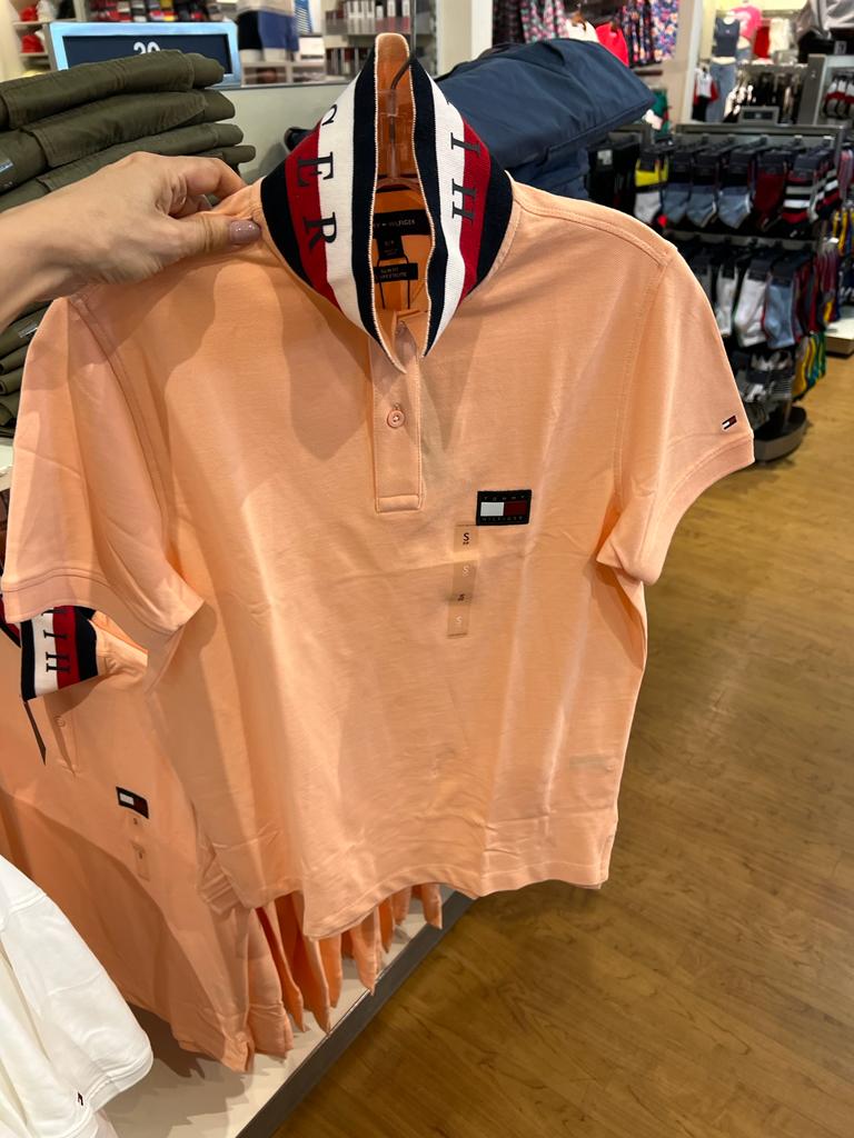 Mens' Tommy Hilfiger Under Collar Slim Polo Shirt/Playful Peach