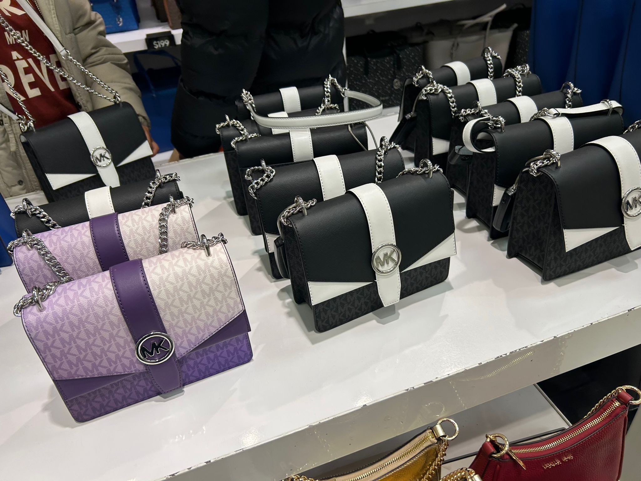 Women's Michael Kors Greenwich Small Color-Block Signature Logo Crossbody Bag Purple COMBO