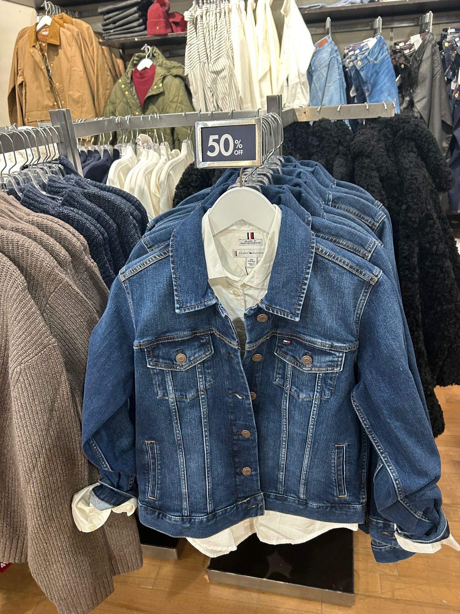 TOMMY WOMENS' Slim Fit Dark Wash Stretch-Denim Jacket