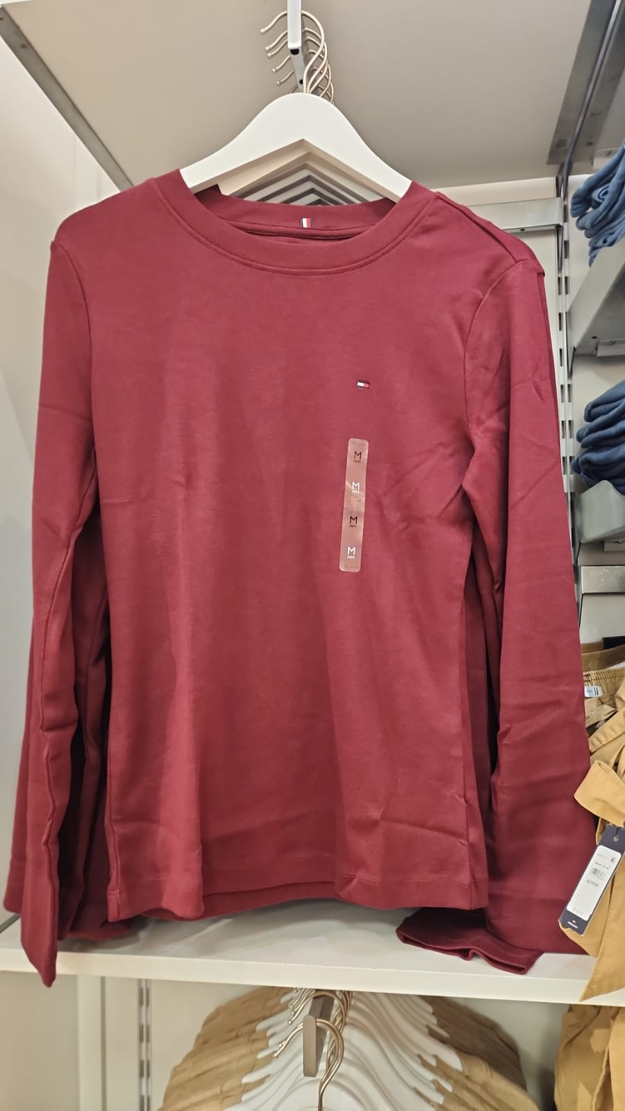 Tommy Womens' Long-Sleeve Crewneck Favorite T-Shirt/  Burgundy