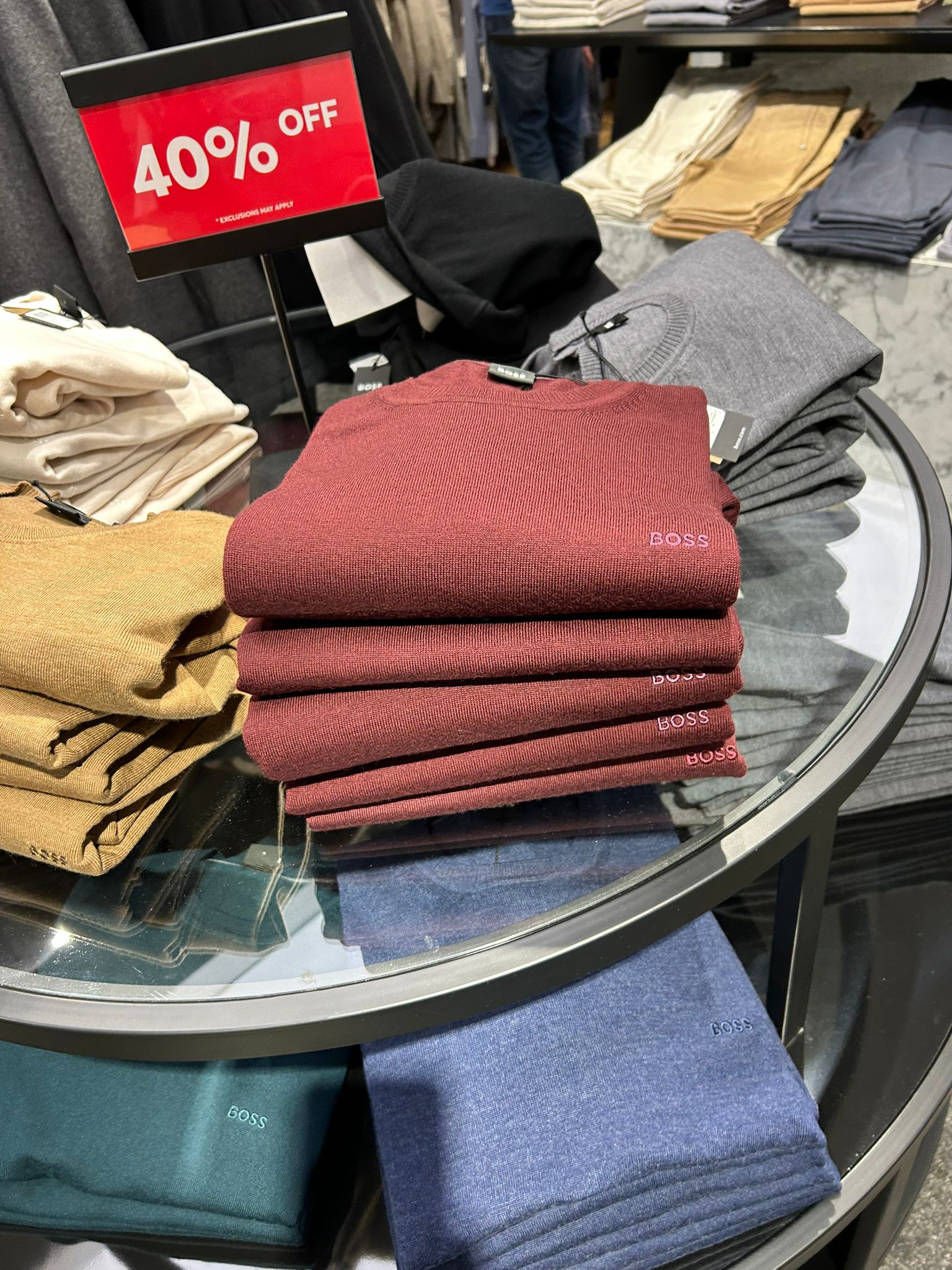 MENS' BOSS Regular-fit sweater in extra-fine merino  /Dark Red