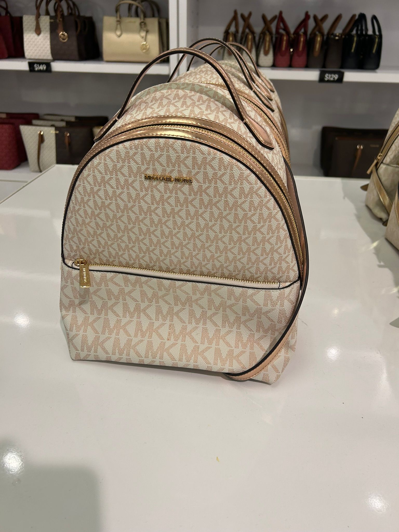 Women's Michael Kors Sheila Medium Logo Backpack ROSE GOLD