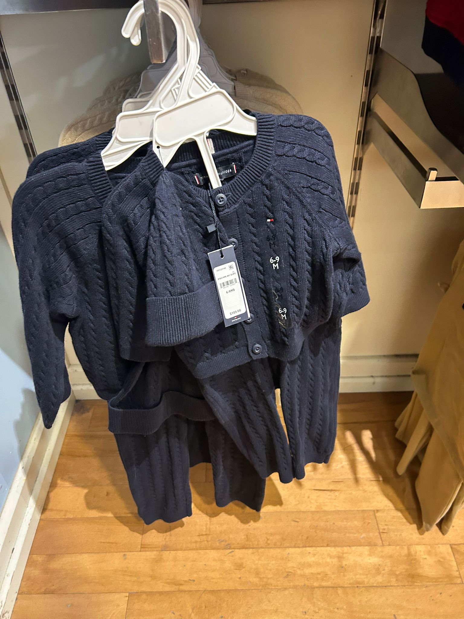 Baby Tommy Cable Knit Sweater and Pant Set Navy