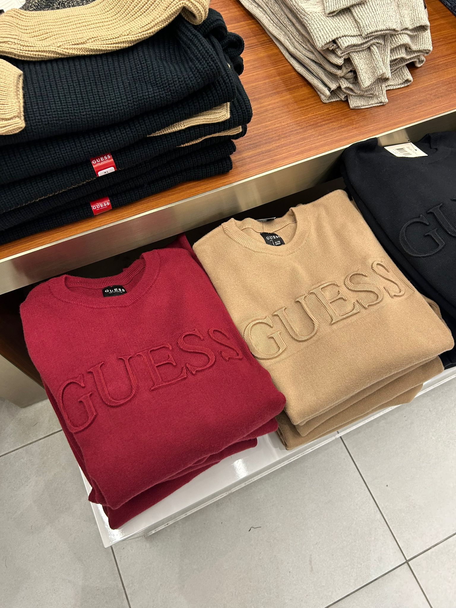 Guess MENS' Astero Logo Sweater Beige
