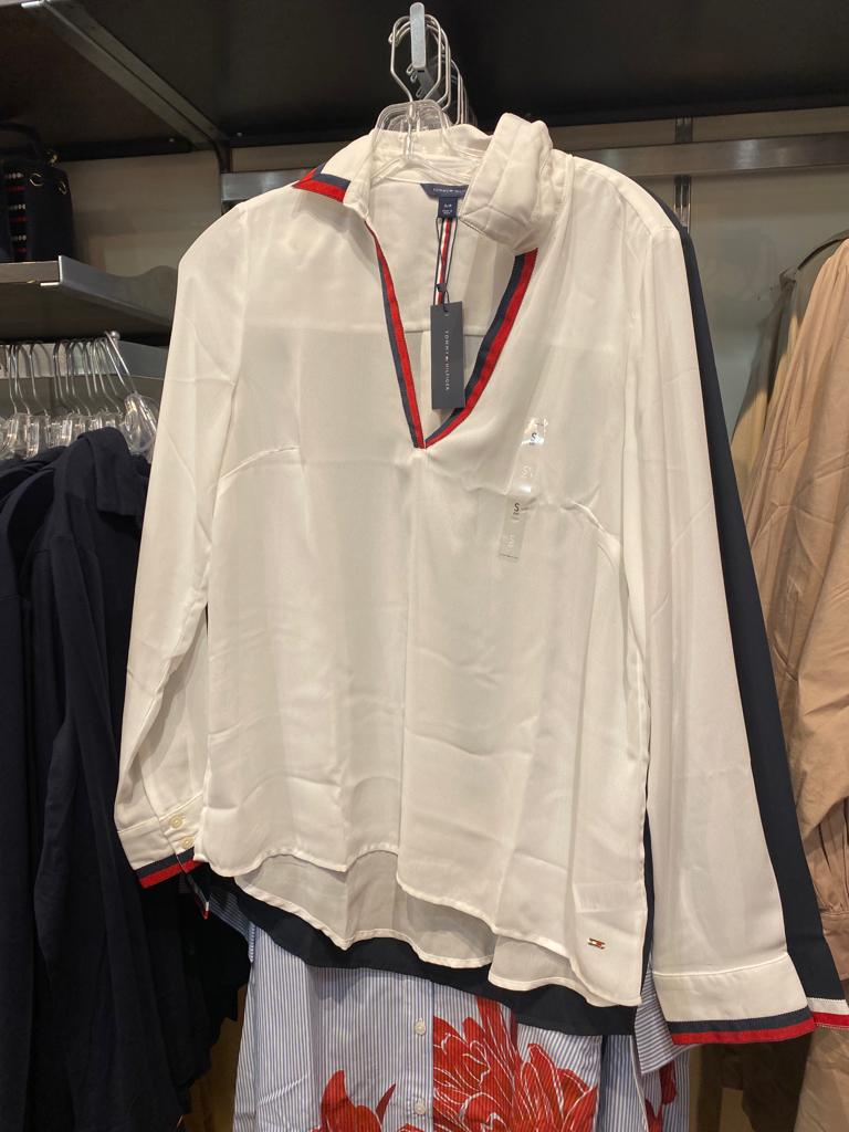 TOMMY HILFIGER  Women Viscose V-Neck Popover Blouse