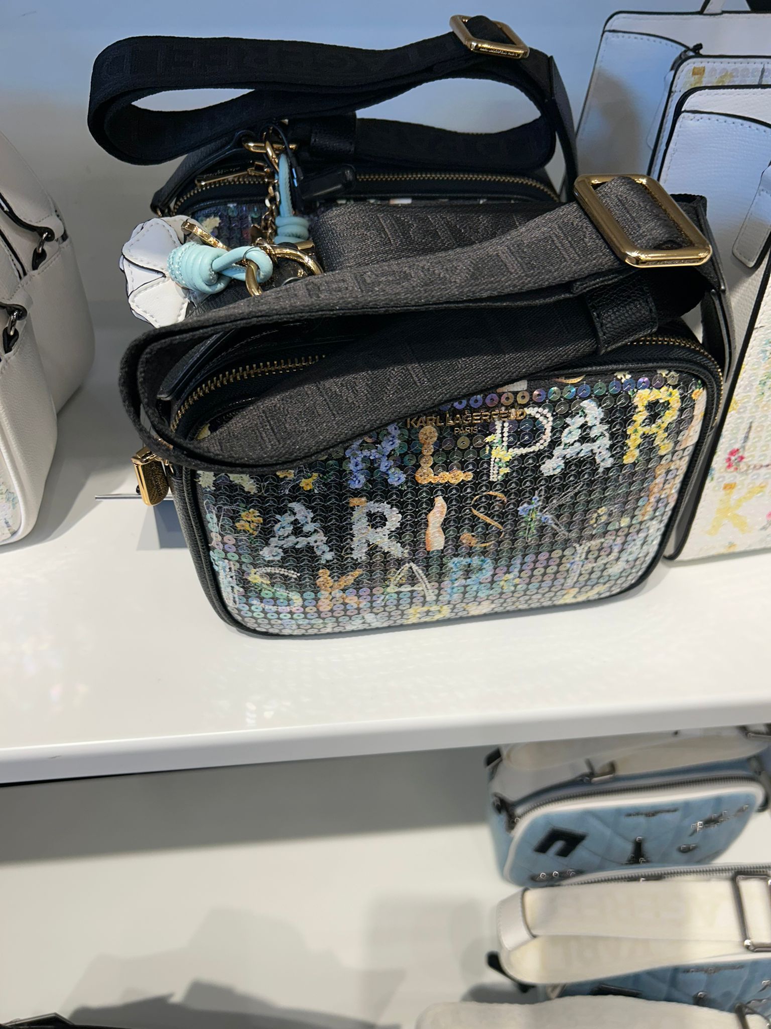 MAYBELLE SEQUIN CROSSBODY-Black