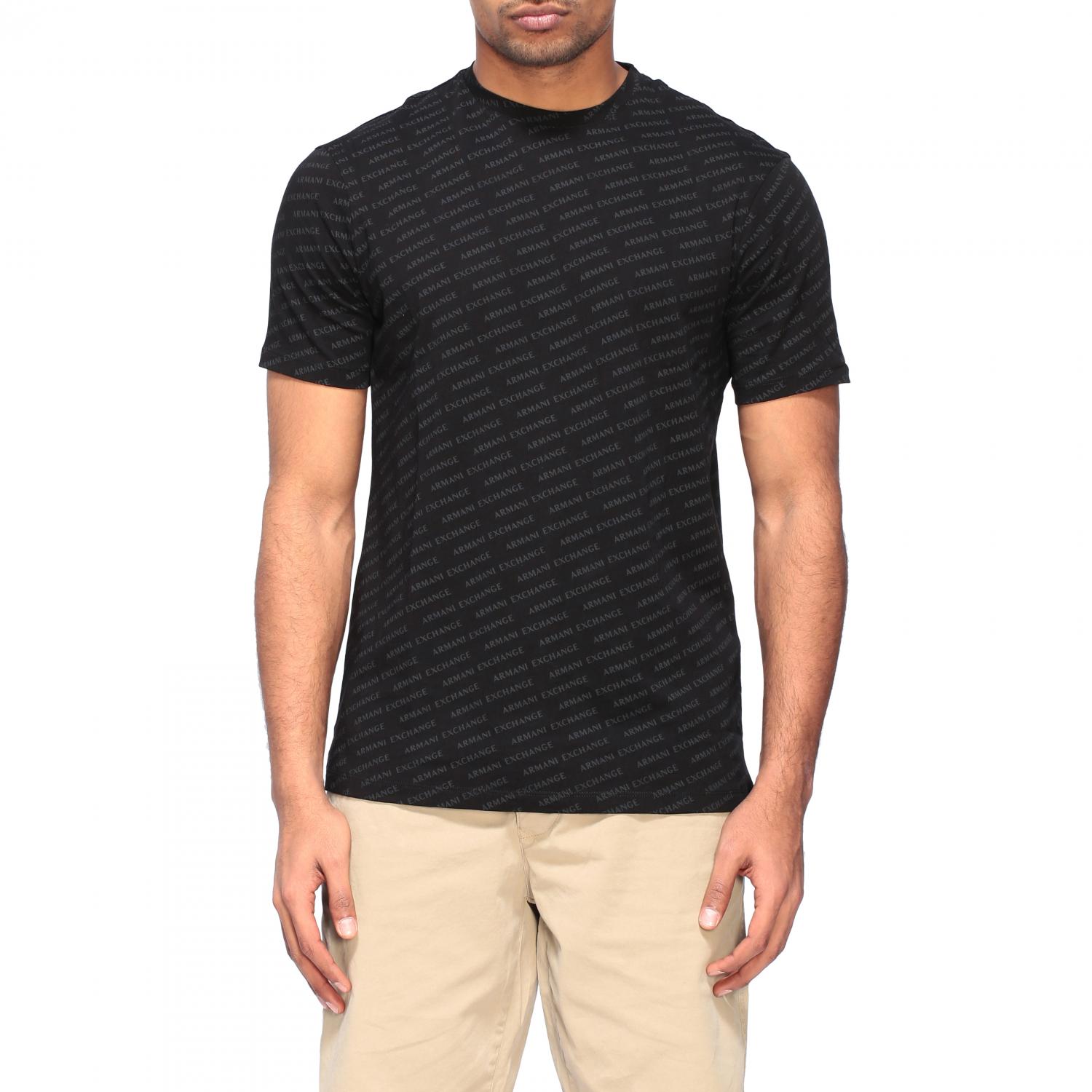 ARMANI EXCHANGE MENS' round neck T-shirt with all over logo