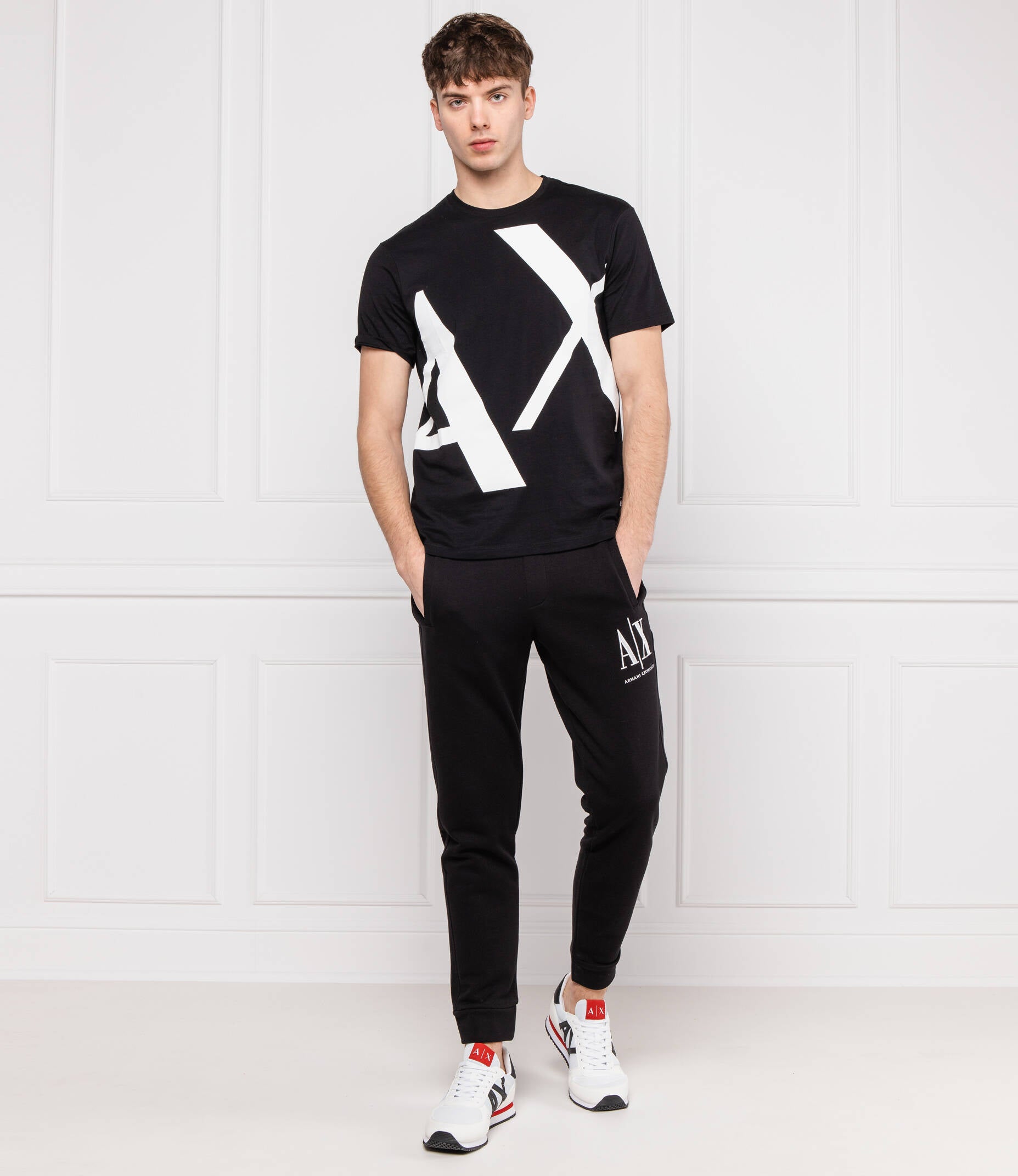 ARMANI EXCHANGE MENS' Logo Print Regular Fit T-shirt /BLACK
