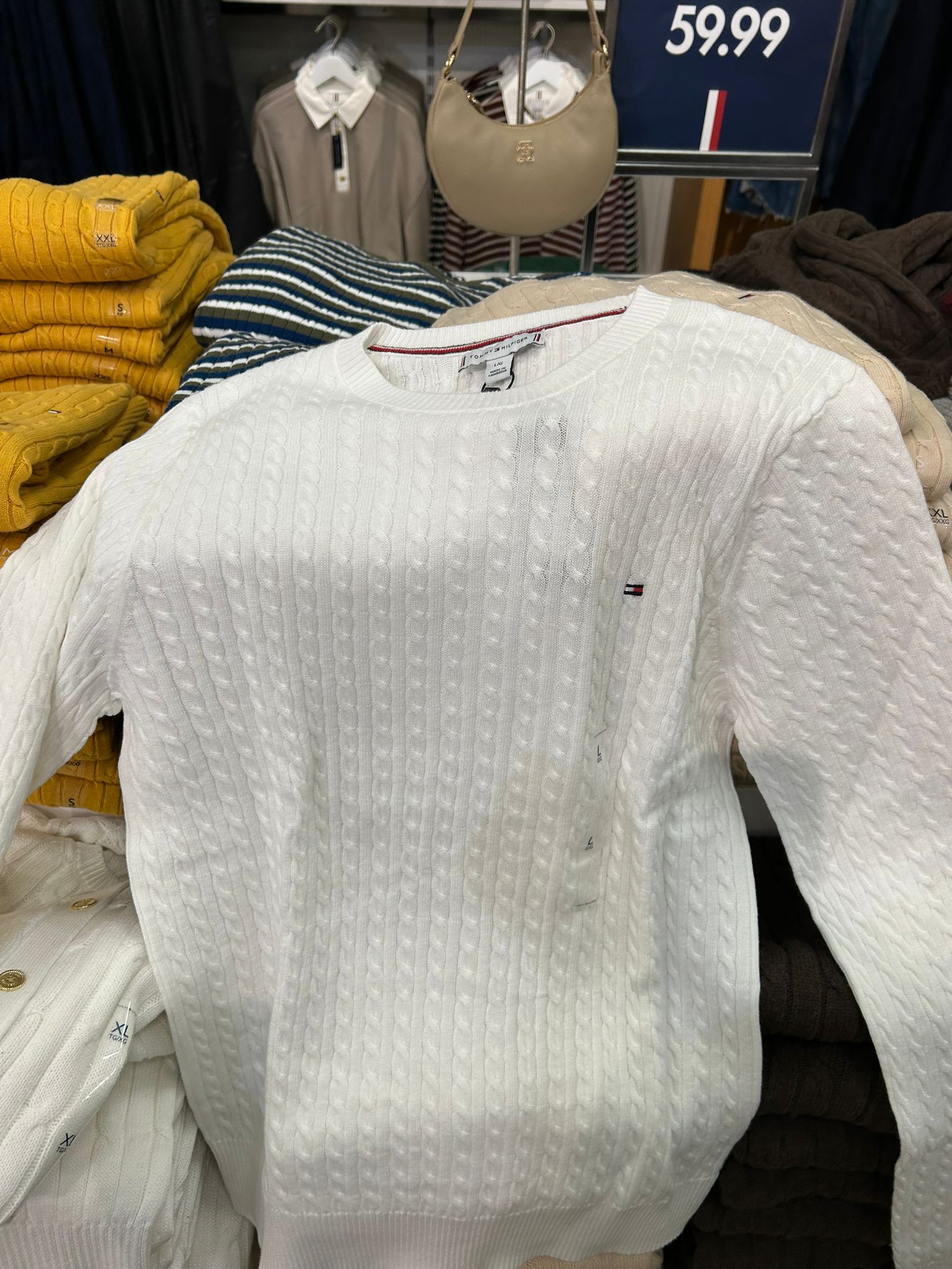 TOMMY WOMENS' Cable Knit Sweater Ecru