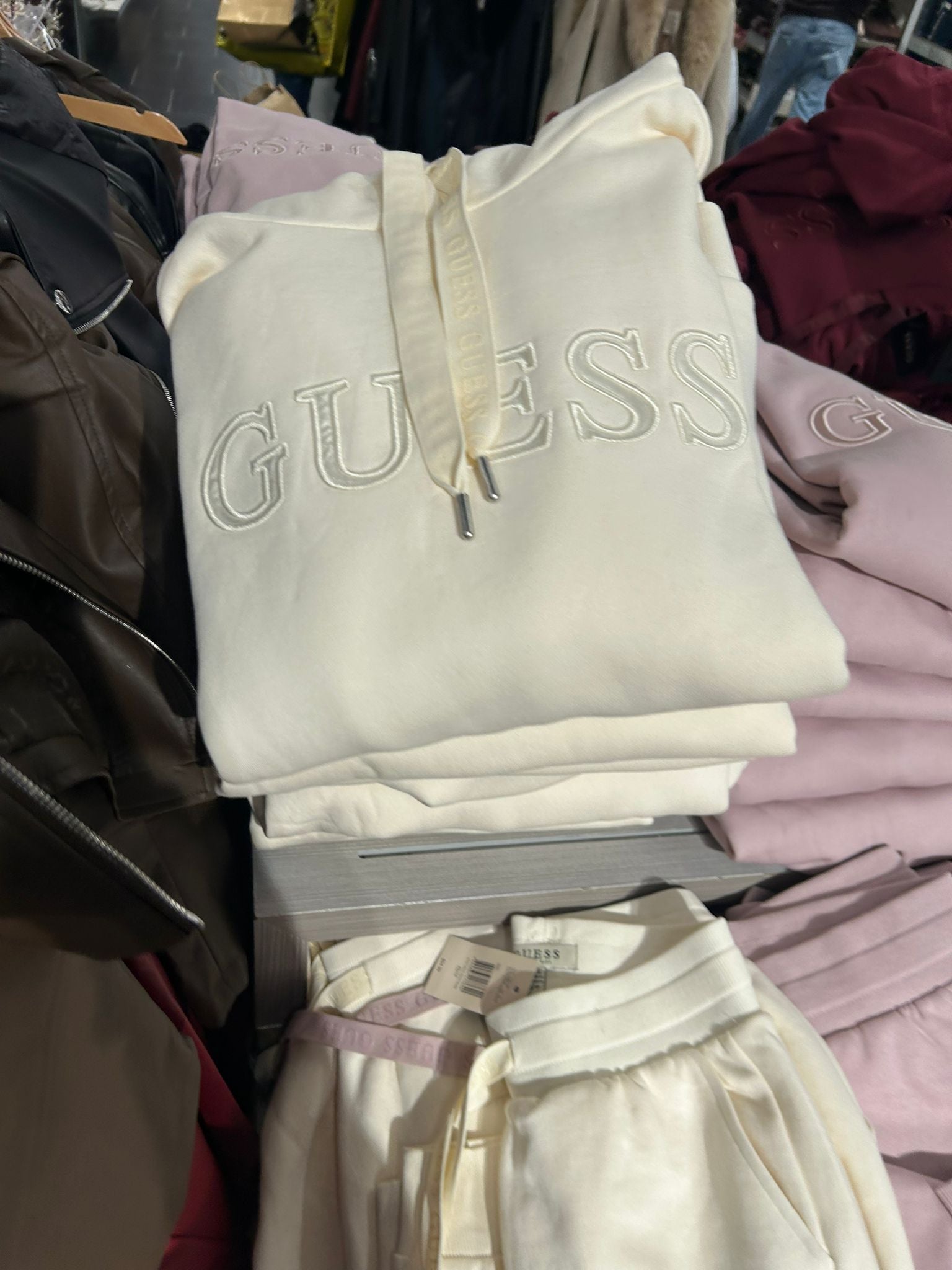 Womens' GUESS Zendra Fleece Hoodie White