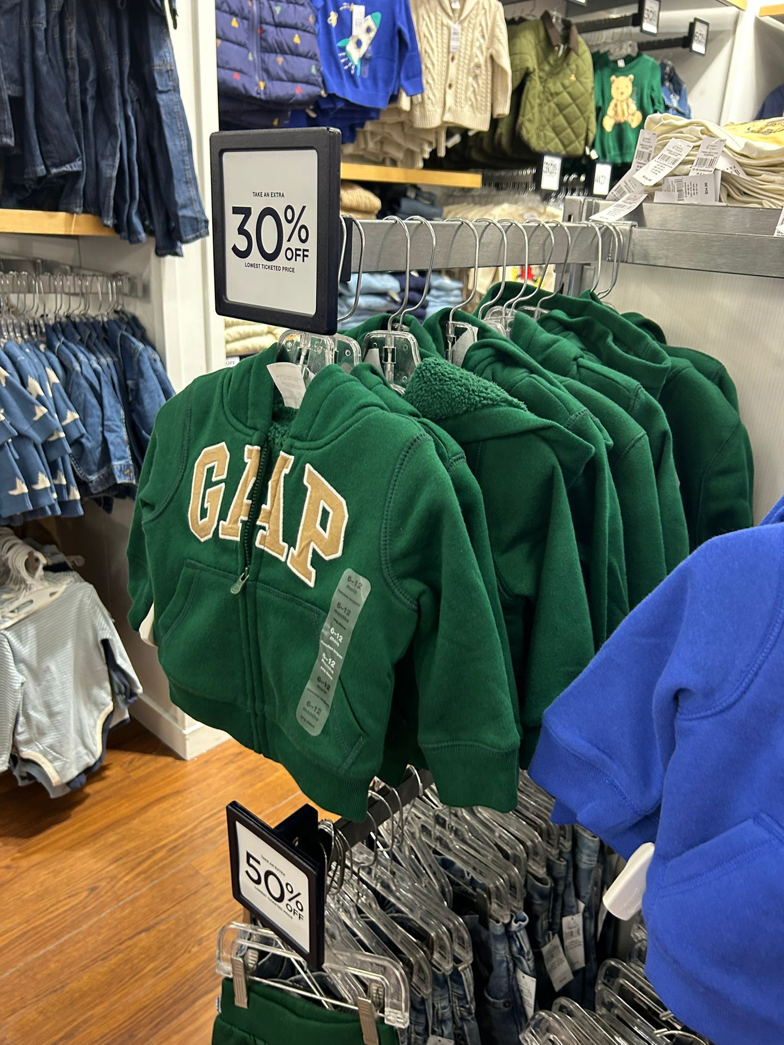 Gap BabyBoy Green Logo Sherpa Zip Hoodie (3mths-5yrs)