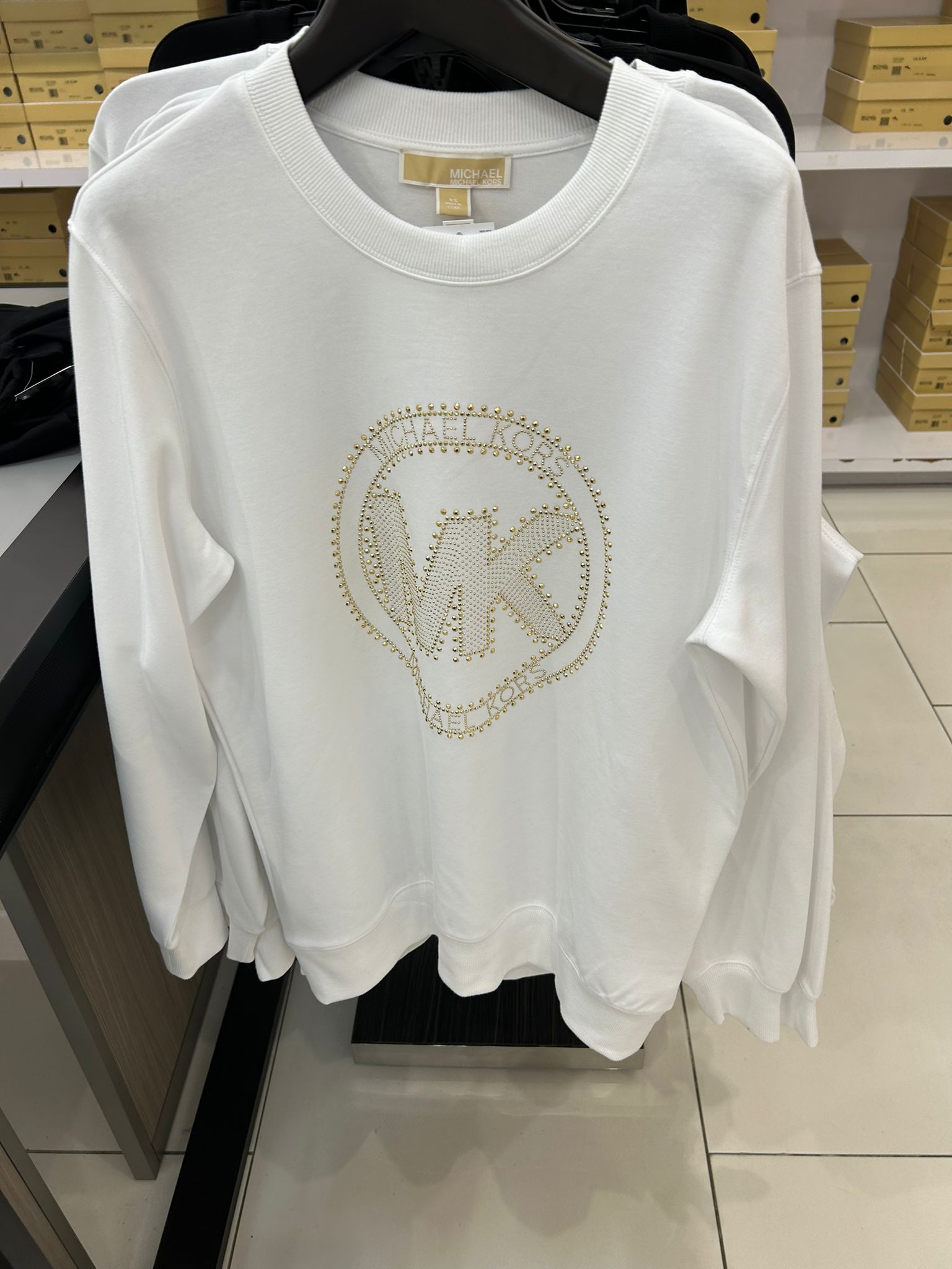 Michael Kors Womens' Embellished Logo Cotton Blend Sweatshirt