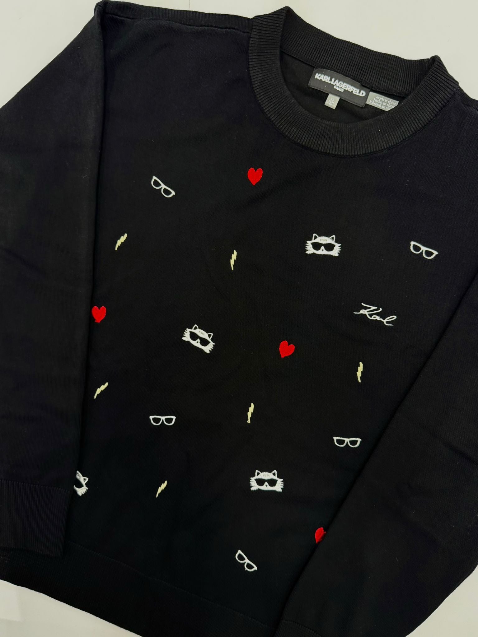 Karl Lagerfeld Paris Women's CATE PINS SWEATER BLACK