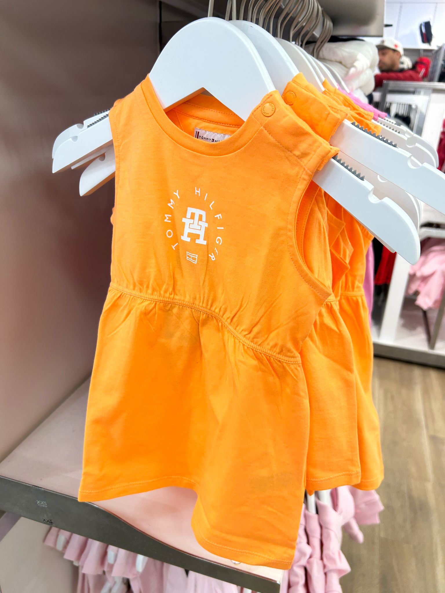 Tommy Hilfiger Baby Girls Circle Logo Sleeveless Dress /Sunny Orange