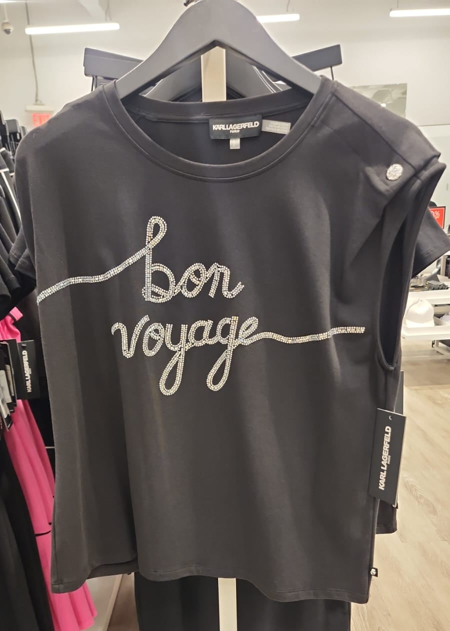 Karl Lagerfeld Paris Womens' Bon Voyage Logo Tee