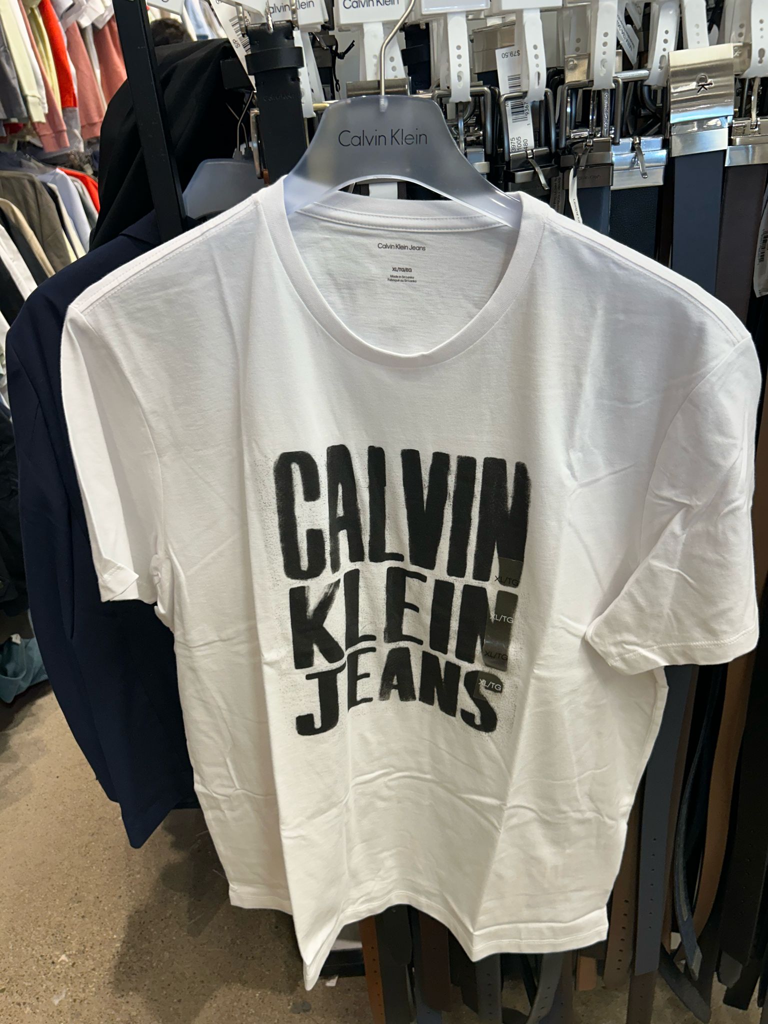 MENS' Playera Calvin Klein Logo Estampado Hombre Negro / WHITE