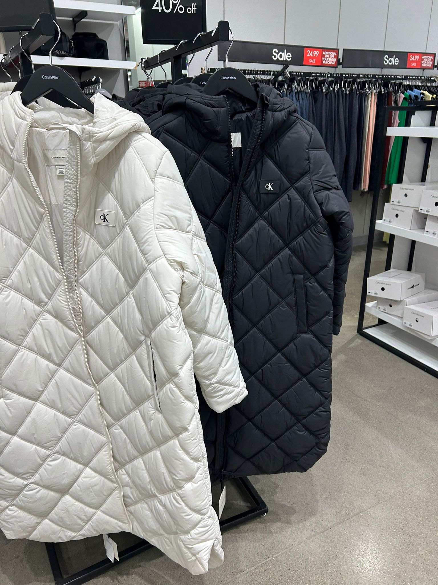 Calvin Klein Womens' Long Hooded Puffer Jacket black