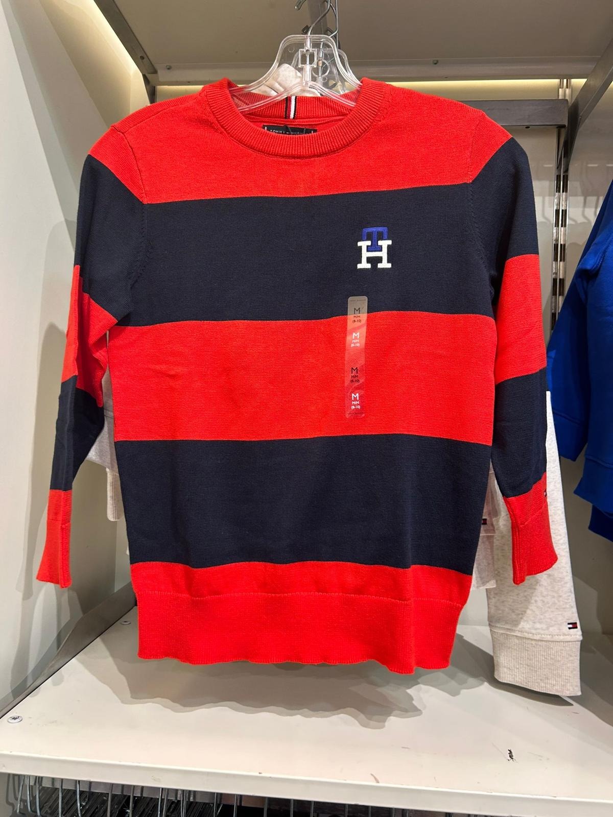 Boys' Tommy Rugby Stripe Crewneck Sweater