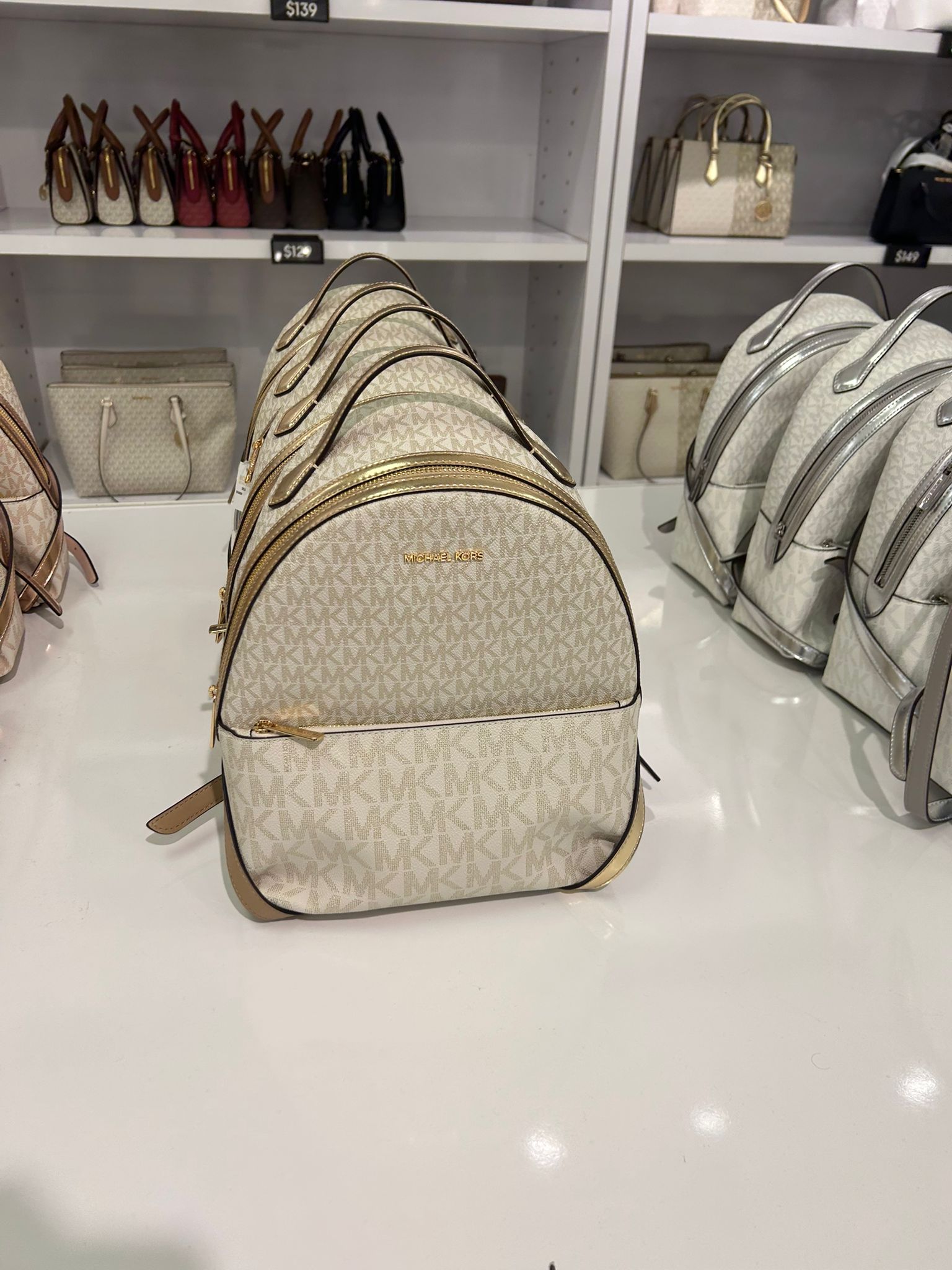 Women's Michael Kors Sheila Medium Logo Backpack ROSE GOLD