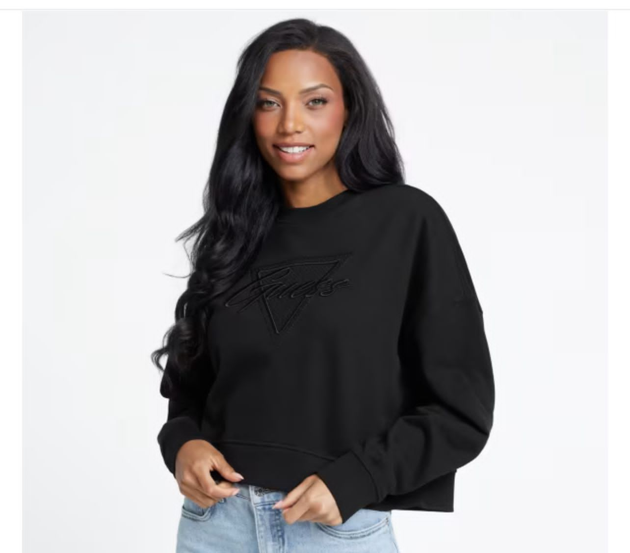 Women's Guess Black Iconic Triangle Sweatshirt