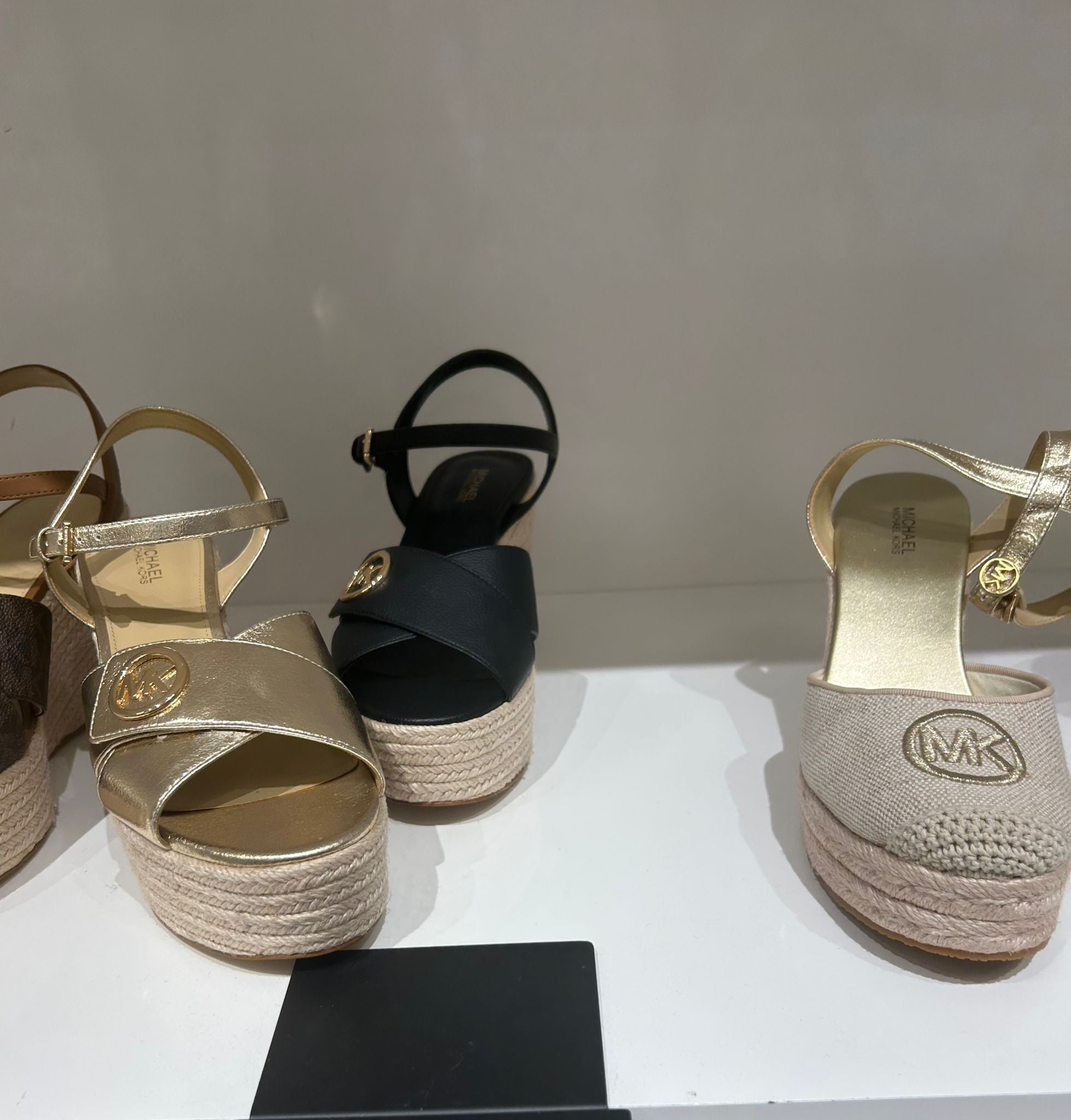 Michael Kors Womens' Hannah Metallic Nylon Blend Wedge Sandal Black