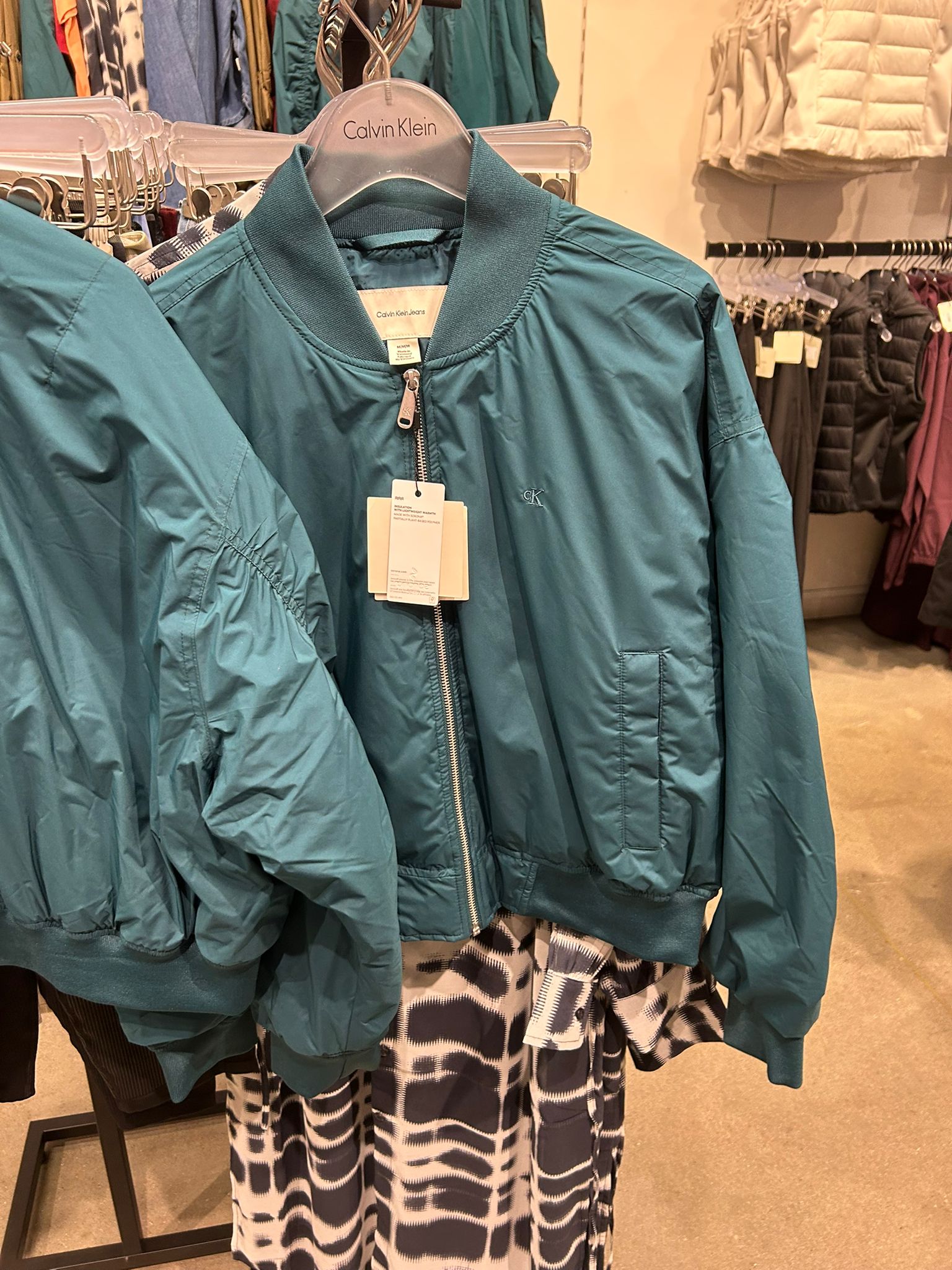 Calvin Klein Womens' Logo Graphic Padded Bomber Jacket