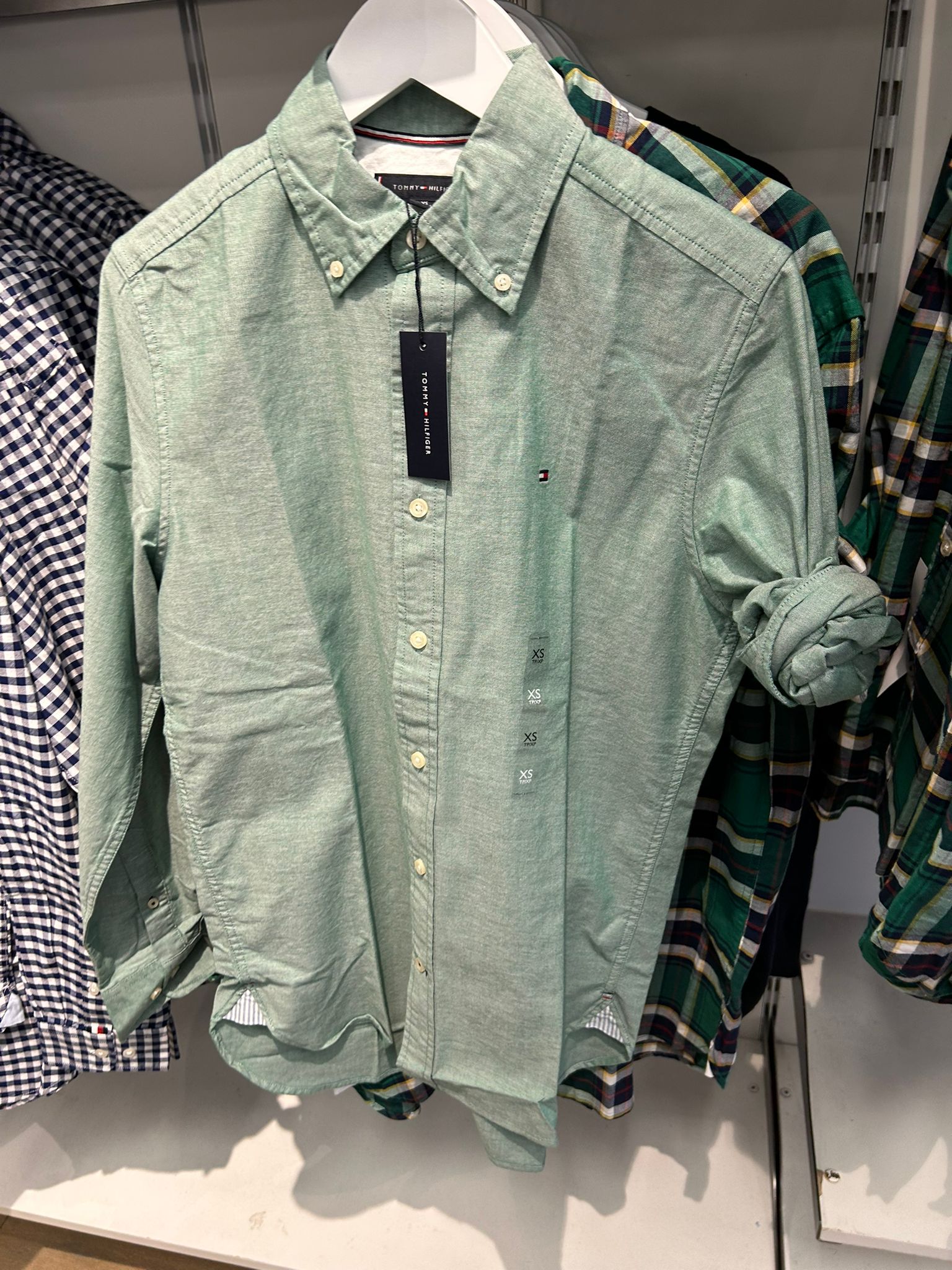 Tommy Mens' Regular Fit Stretch Oxford Shirt /Nouveau Green