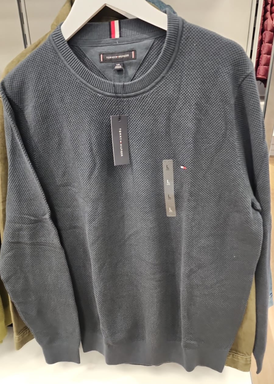 Tommy Mens' Textured Knit Crewneck Sweater