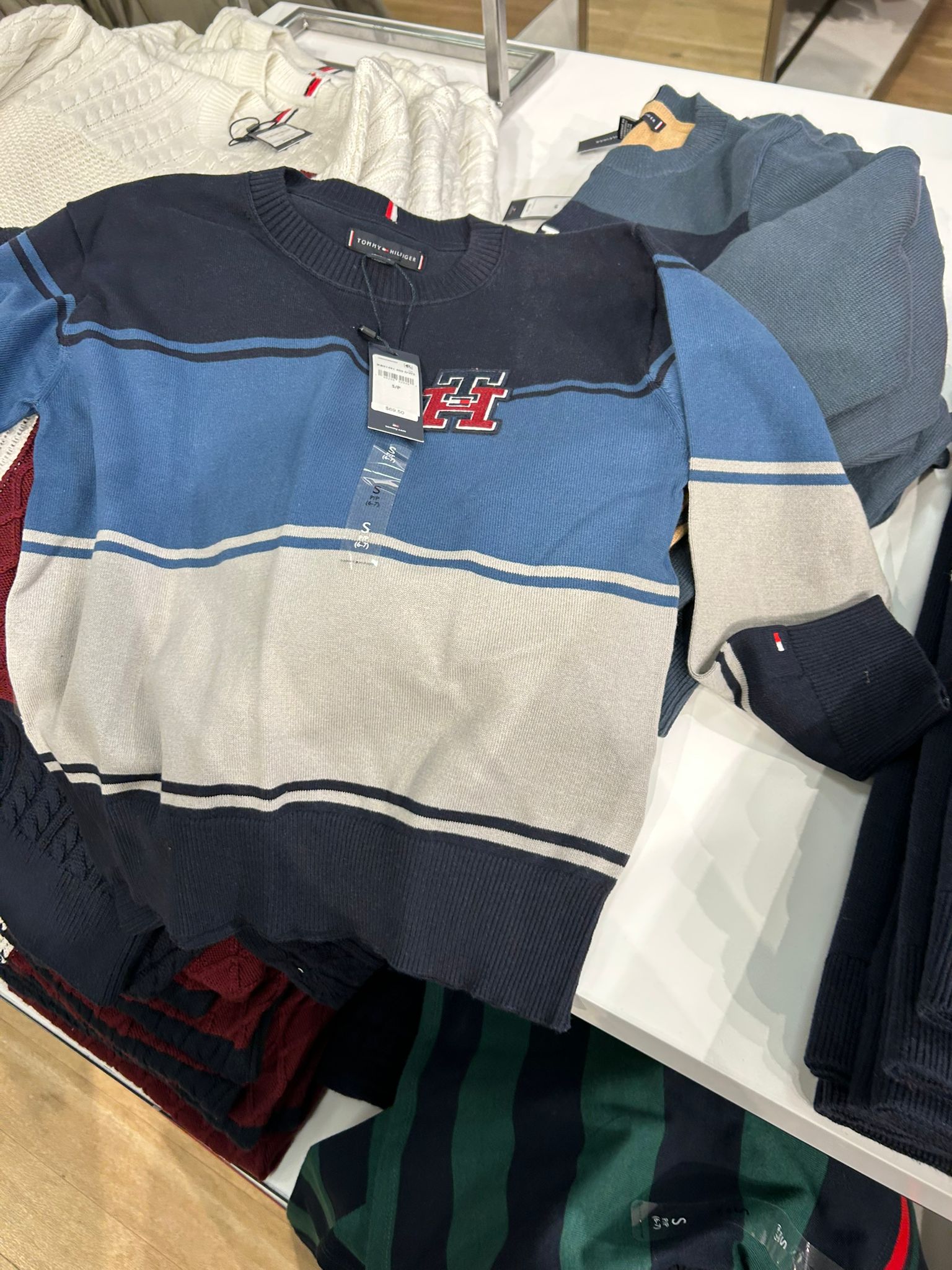 Boys' Tommy TH Logo Colorblock Sweater  Navy