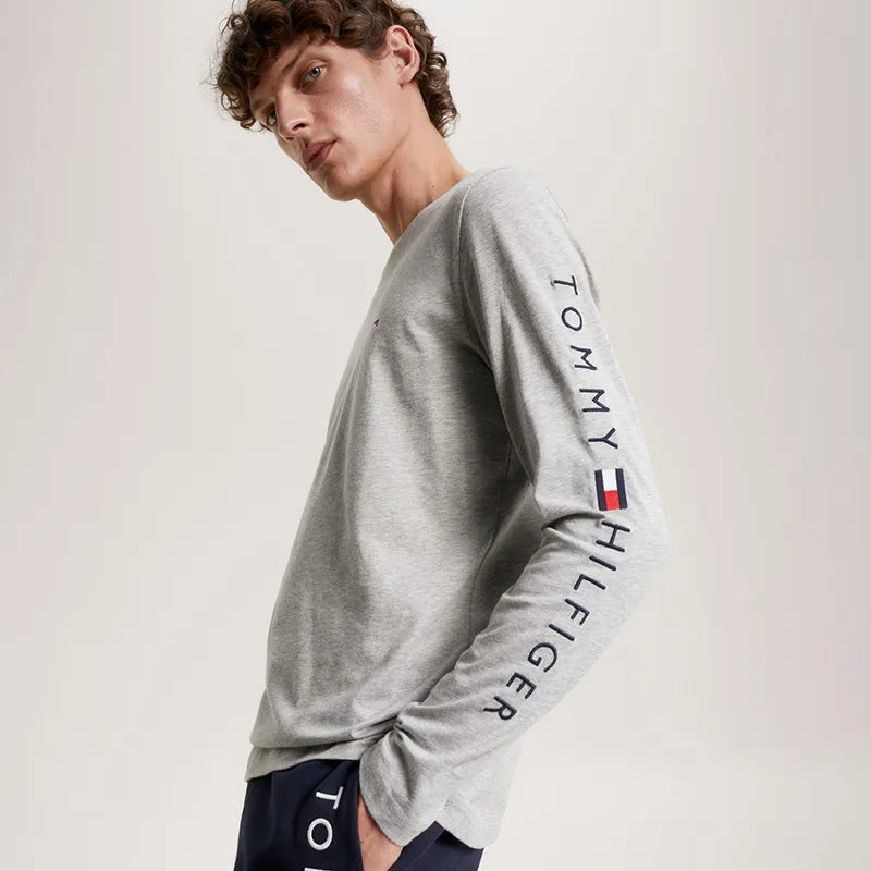 Tommy Hilfiger Logo embroidered T shirt Gray