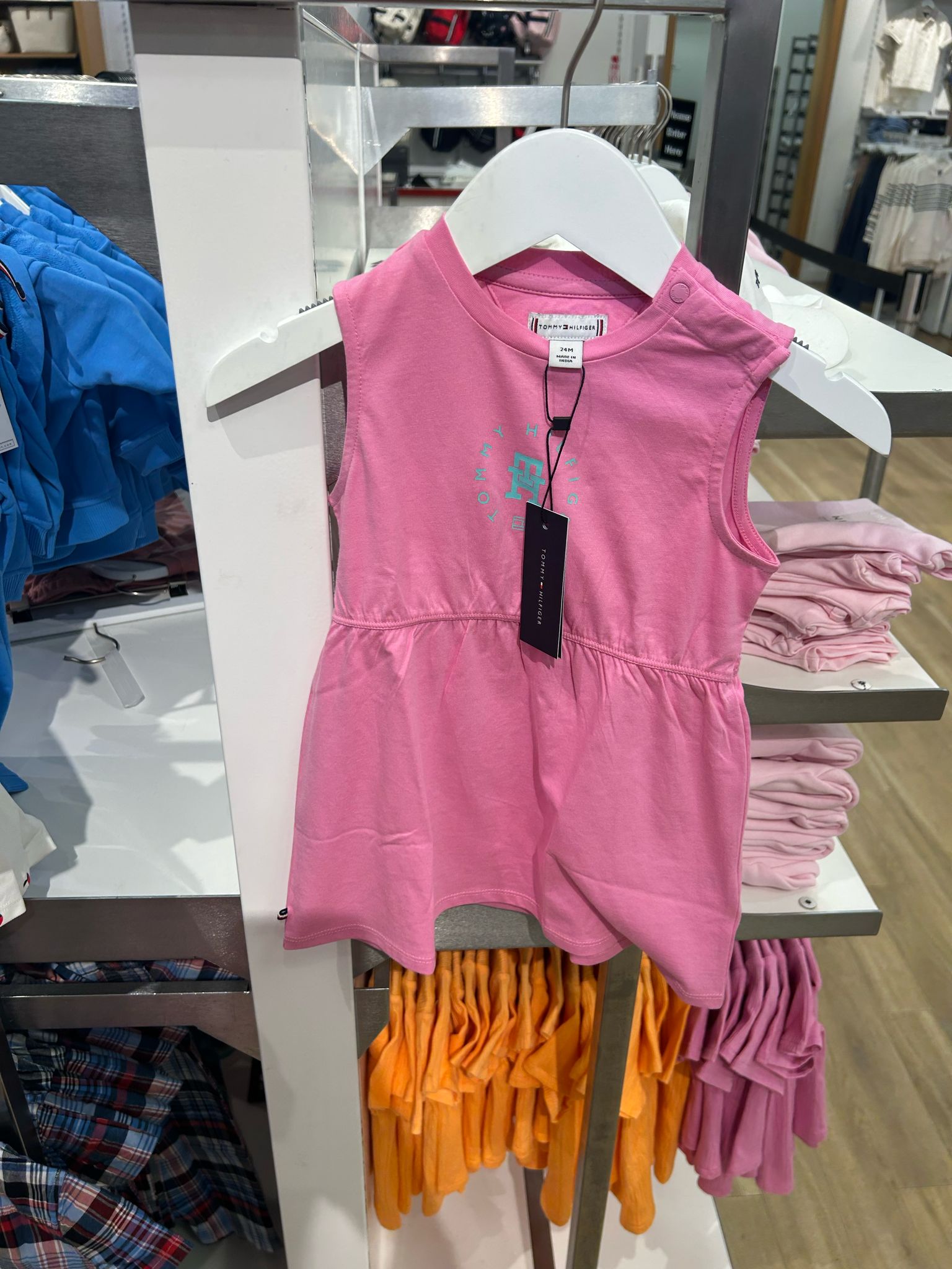 Baby Girls' Tommy Circle Logo Sleeveless Dress/Fuchsia Pink