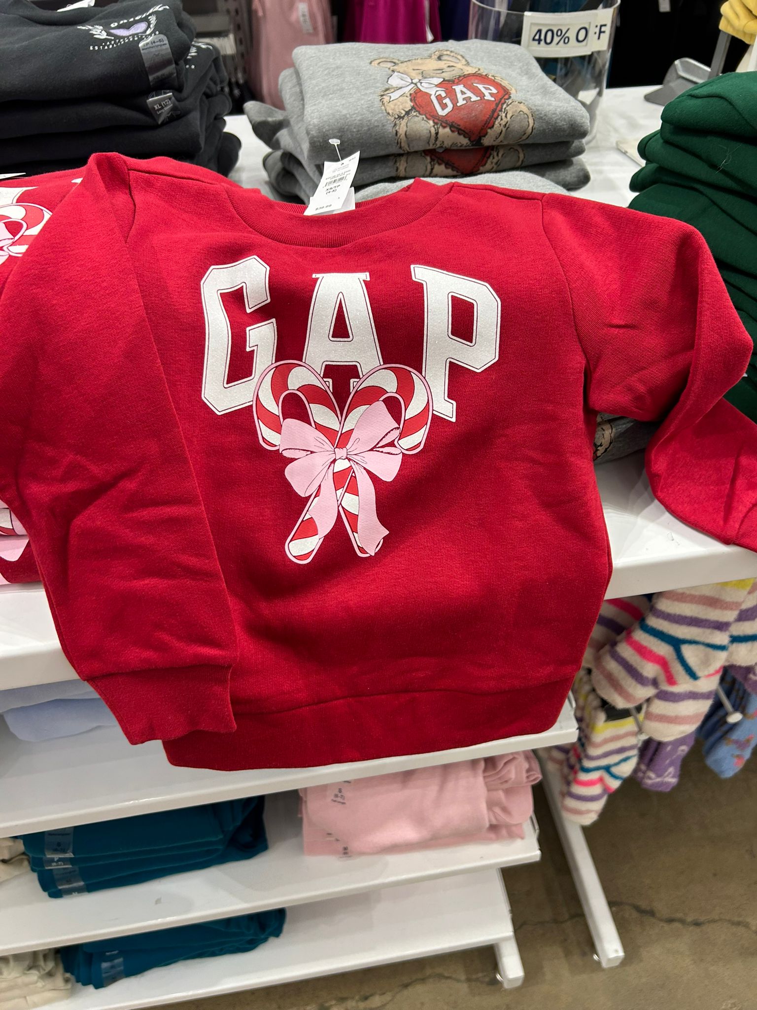Girls Gap Graphic Sweatshirt Candy Cane