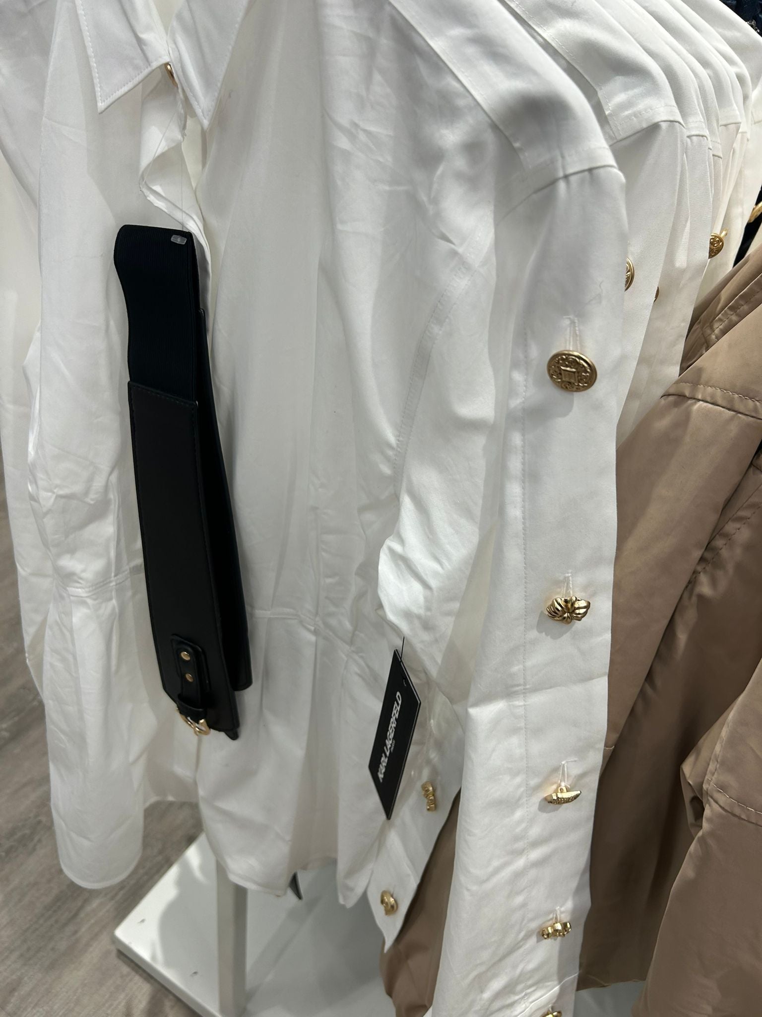 Karl Lagerfeld Paris Womens' BELTED POPLIN SHIRT