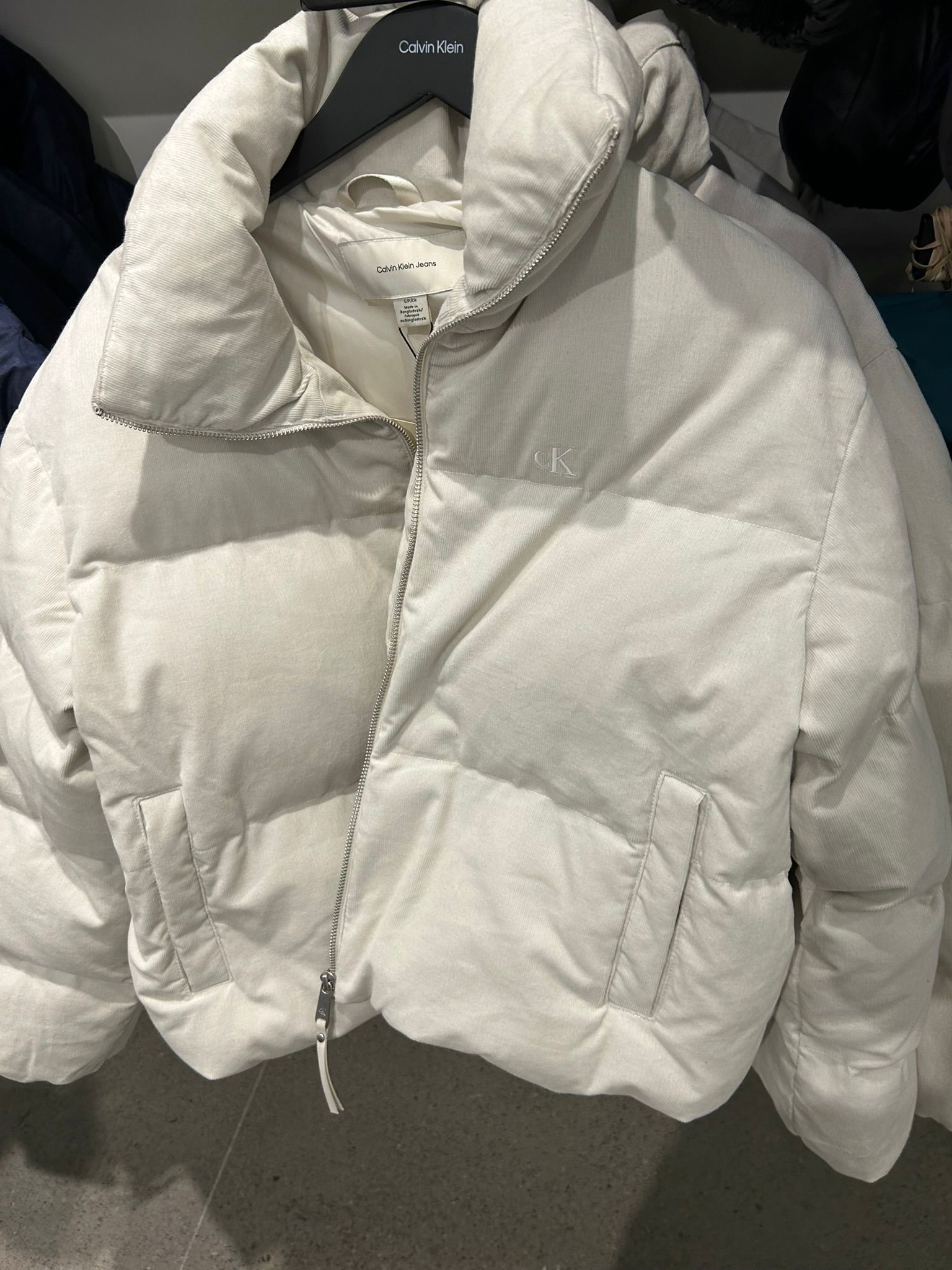 Womens' Calvin Klein Crinkle Nylon Detachable Sleeve Puffer Jacket