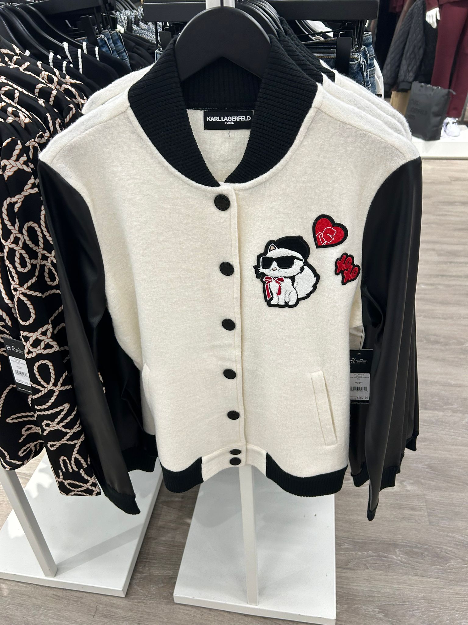 Karl Lagerfeld Paris Womens' CHOUPETTE VARSITY JACKET
