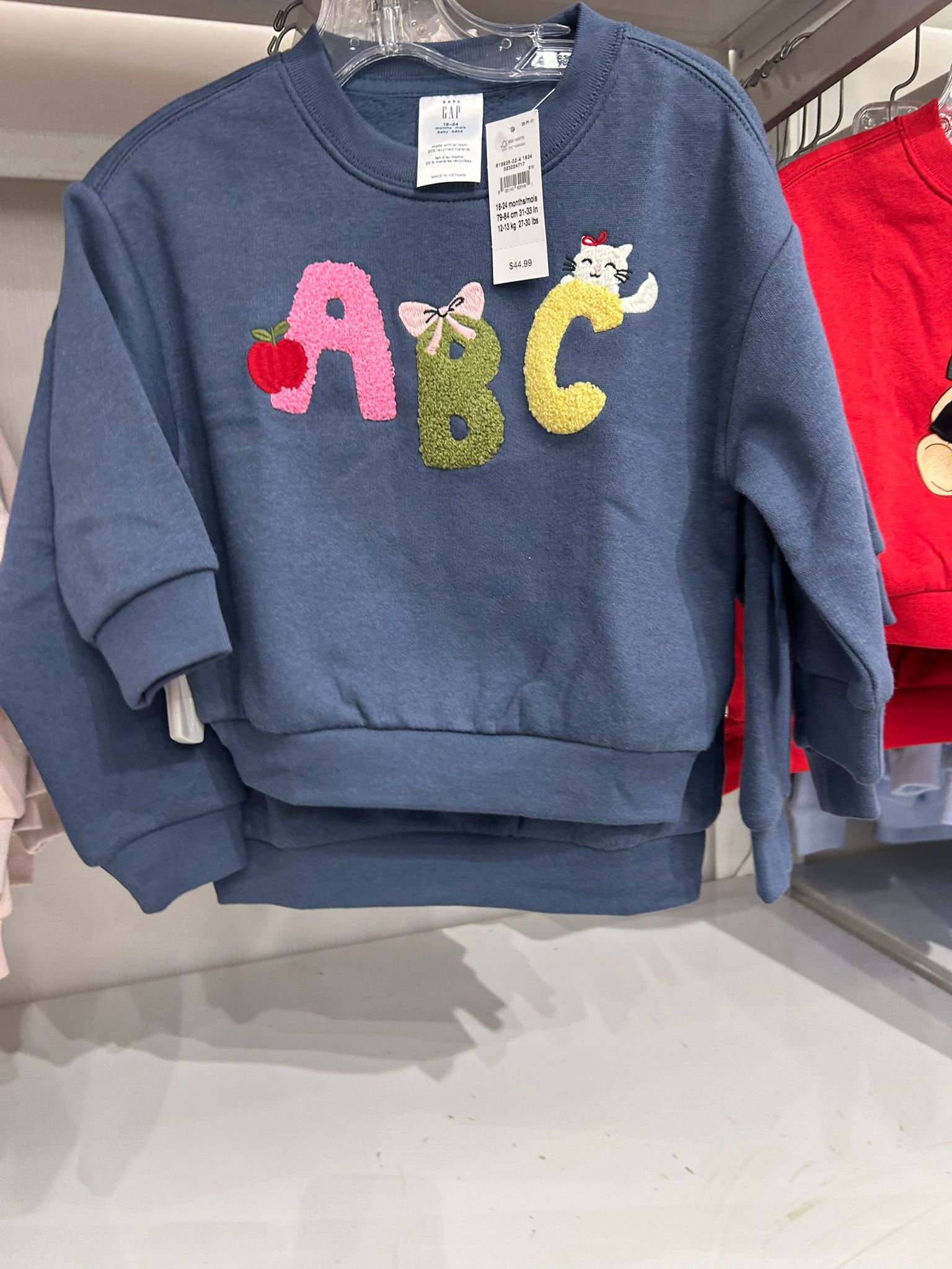 Gap BabyGirl Oversized Graphic Sweatshirt Blue Ridge Alphabet